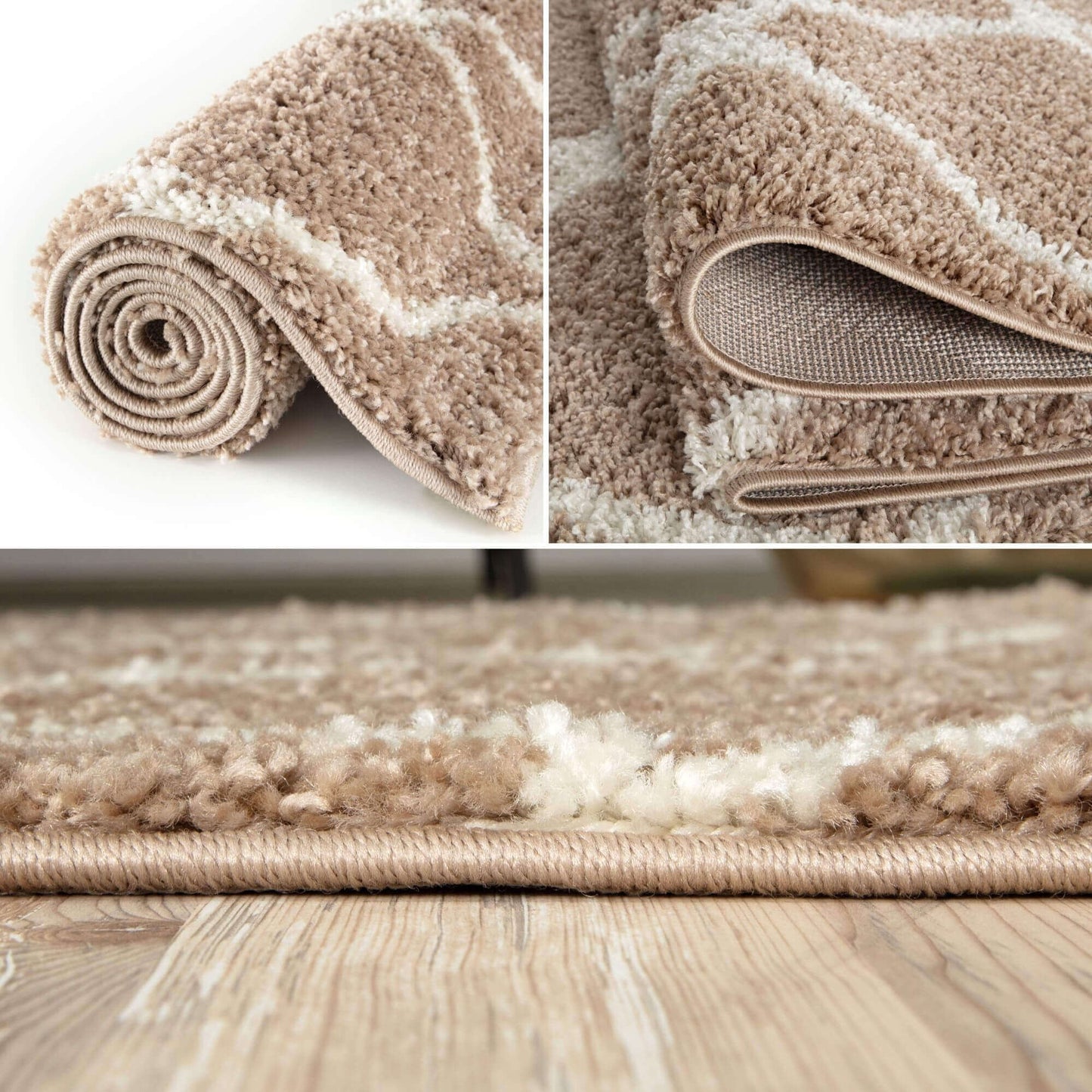 Moroccan Beige Shaggy Rug | 720 The Rugs