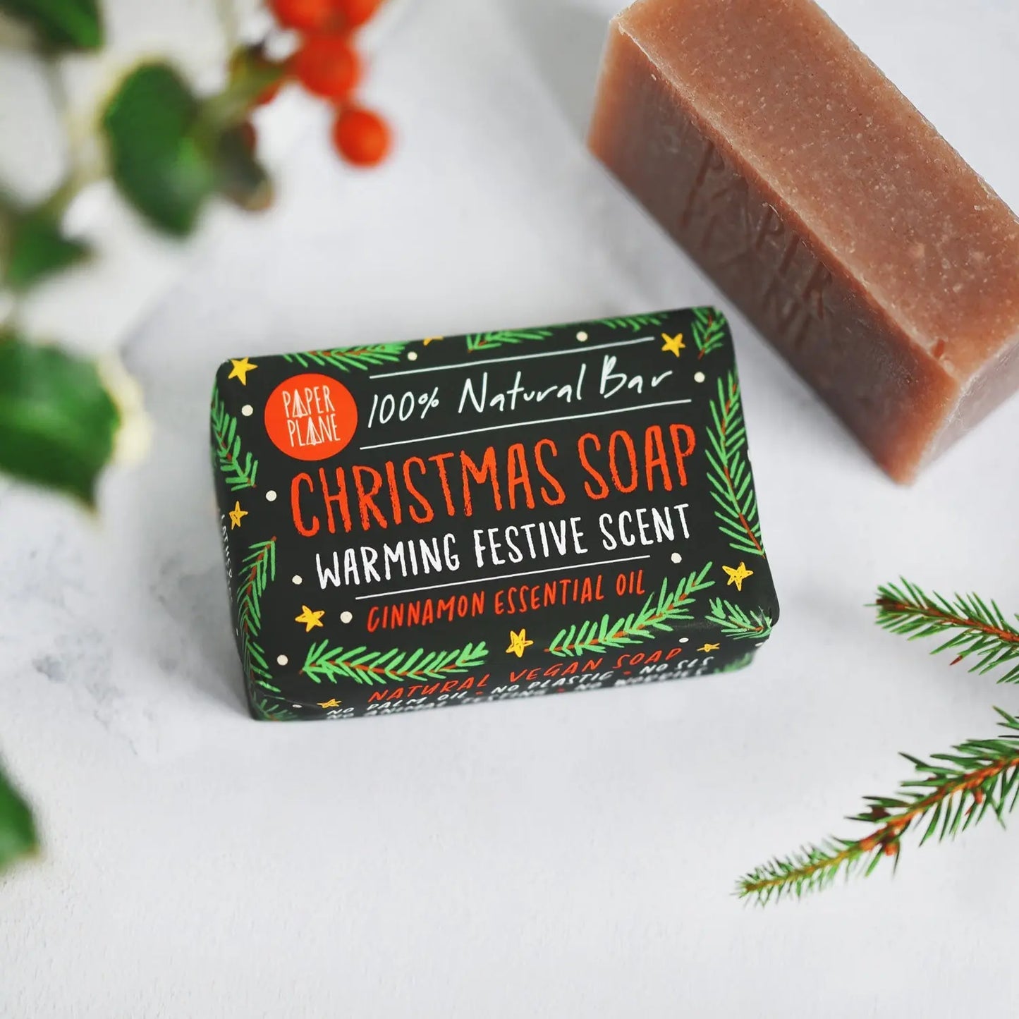 100% Natural Vegan Christmas Soap Bar Paper Plane
