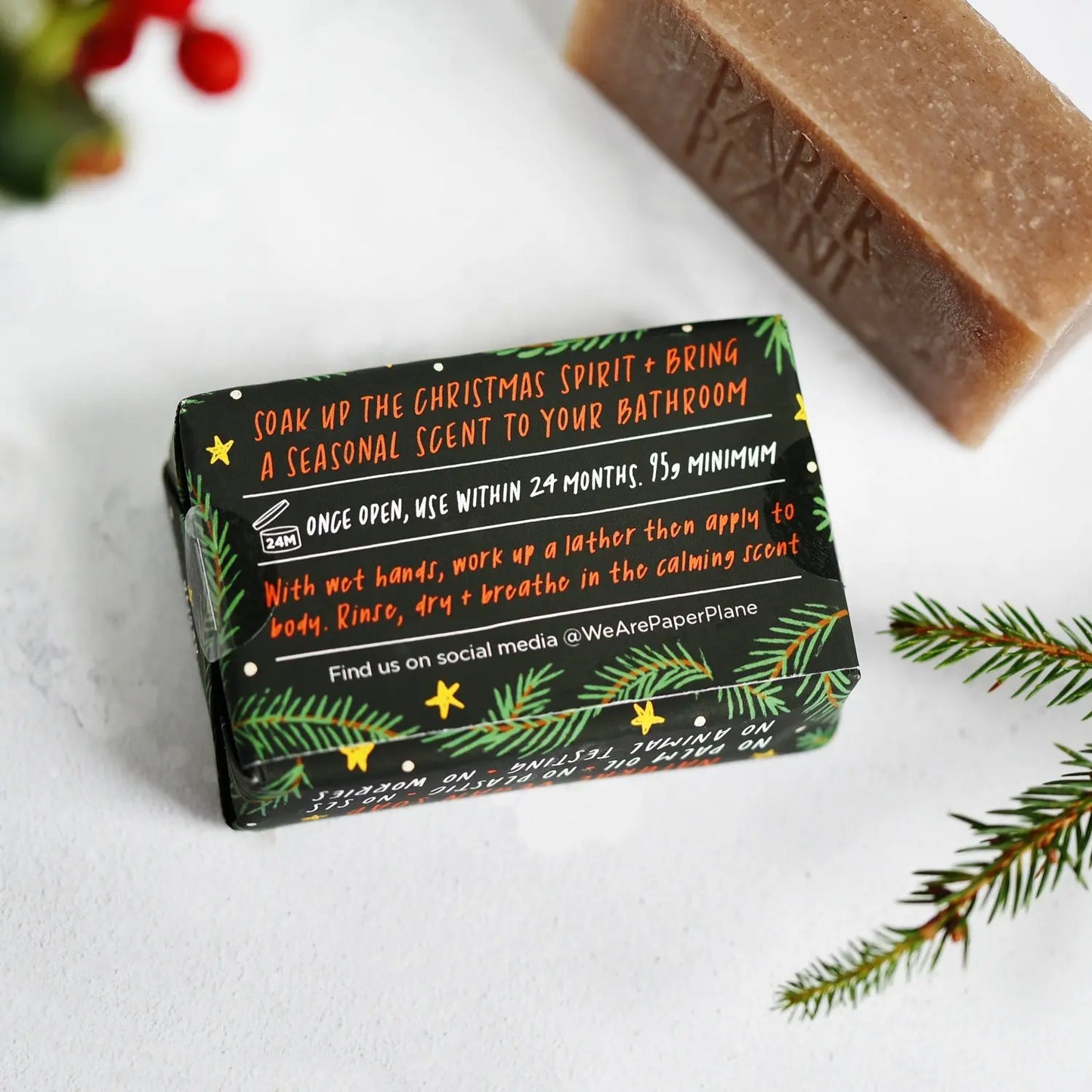 100% Natural Vegan Christmas Soap Bar Paper Plane