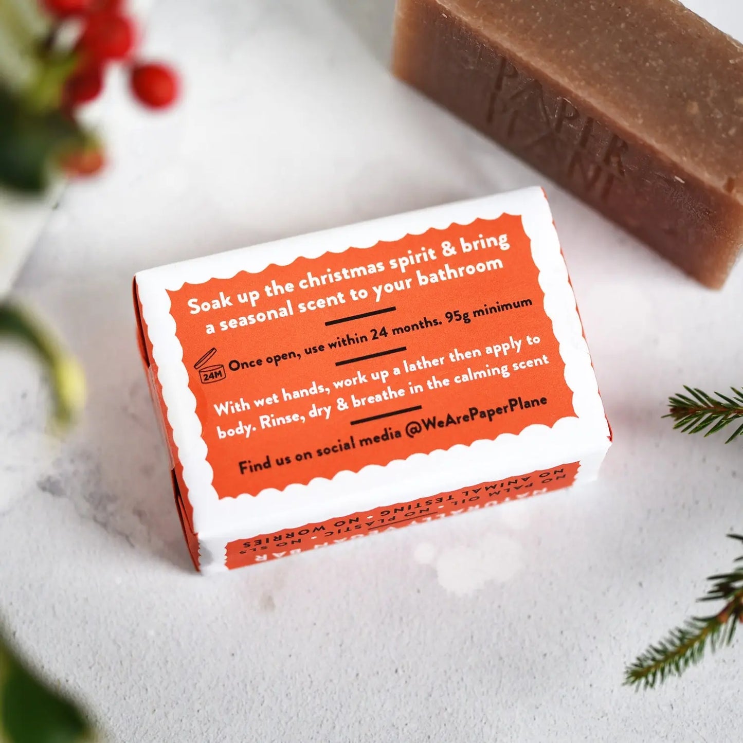 100% Natural Vegan Lather Christmas Soap Bar Paper Plane