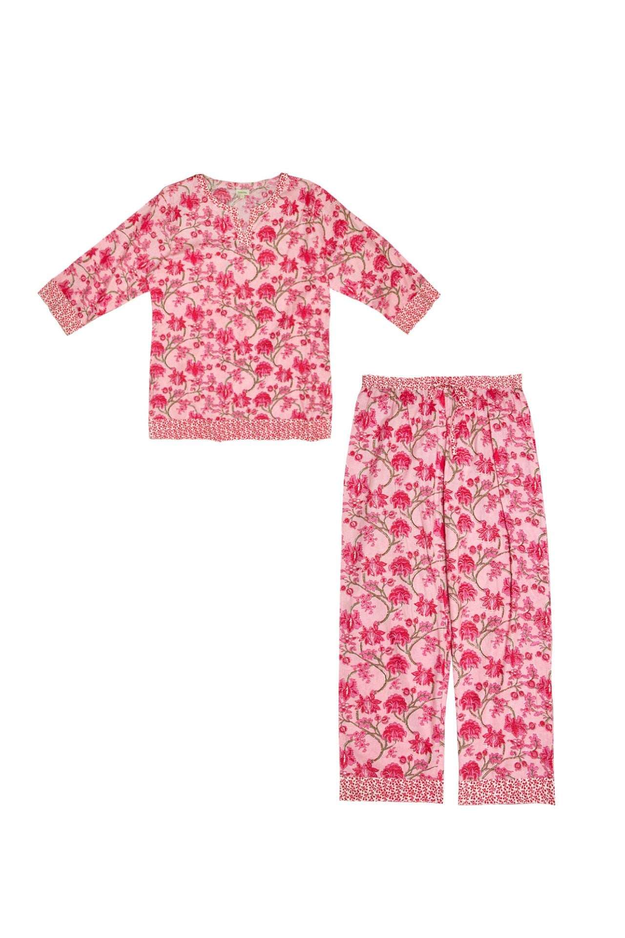 Cherry Blossom Women's Floral Cotton Pyjama Trouser Set inara