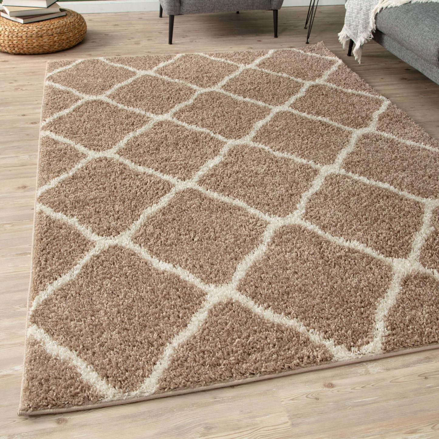 Moroccan Beige Shaggy Rug | 720 The Rugs