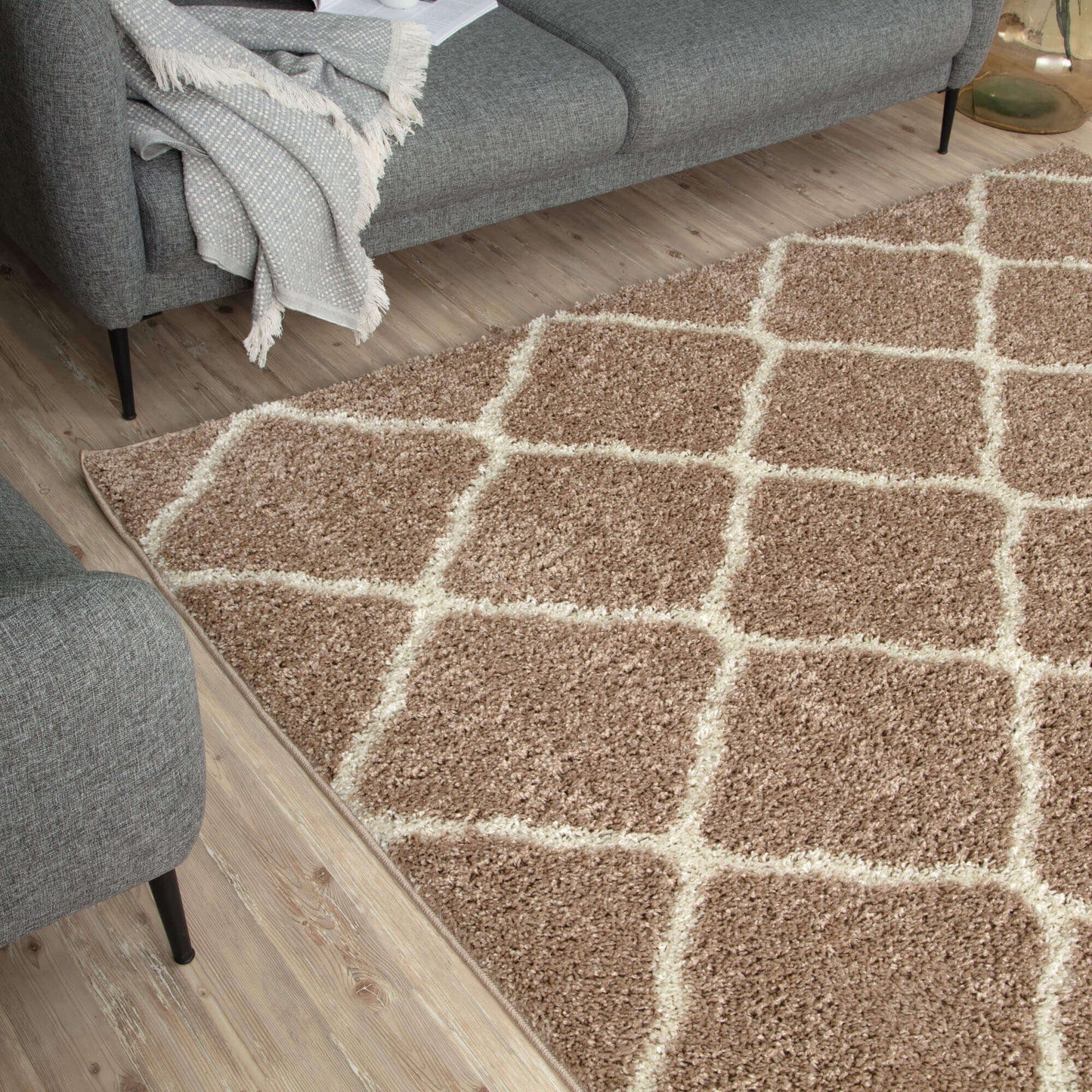 Moroccan Beige Shaggy Rug | 720 The Rugs