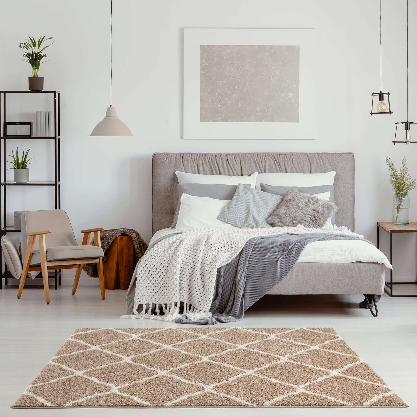 Moroccan Beige Shaggy Rug | 720 The Rugs