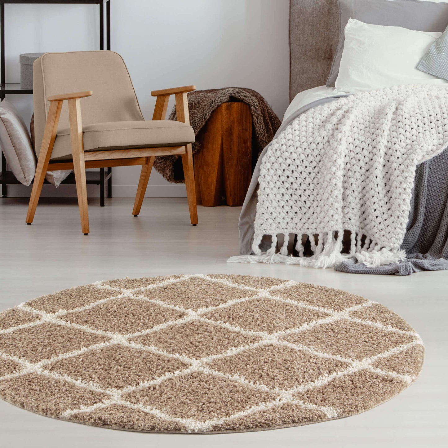 Moroccan Beige Shaggy Rug | 720 The Rugs