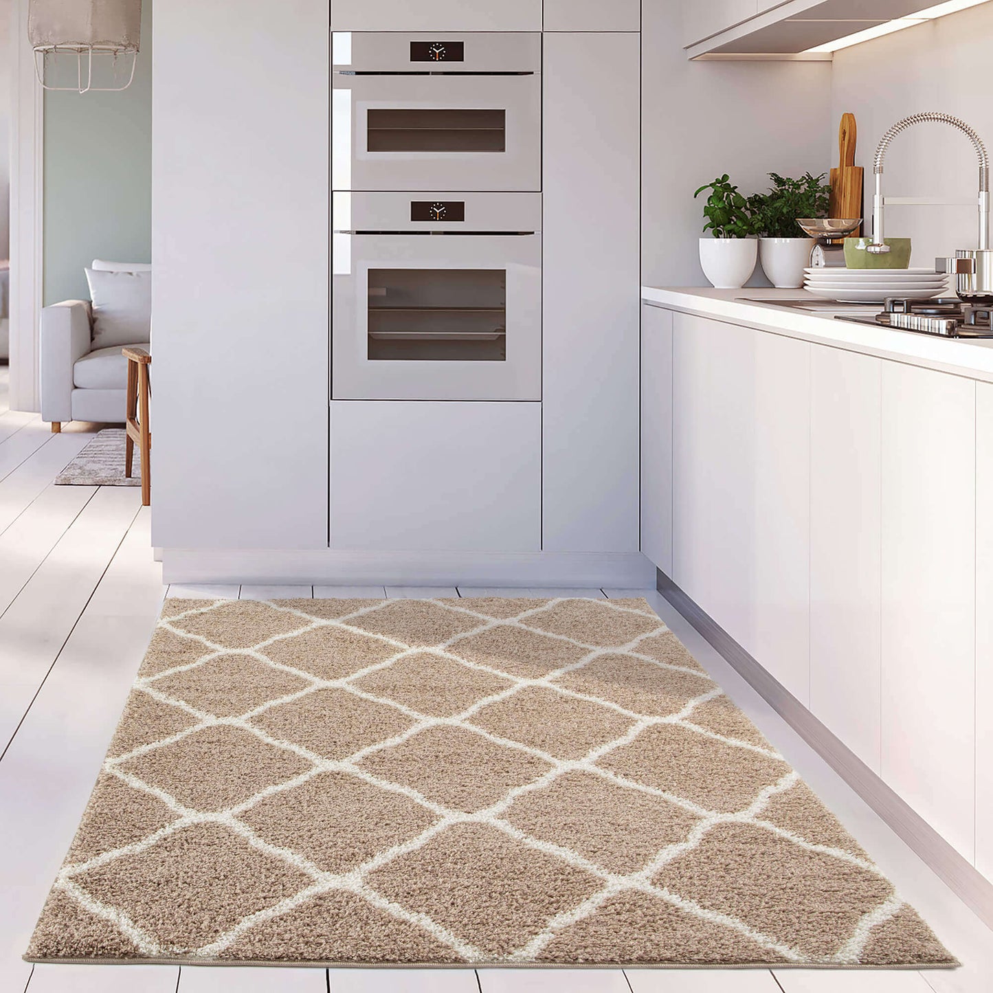 Moroccan Beige Shaggy Rug | 720 The Rugs