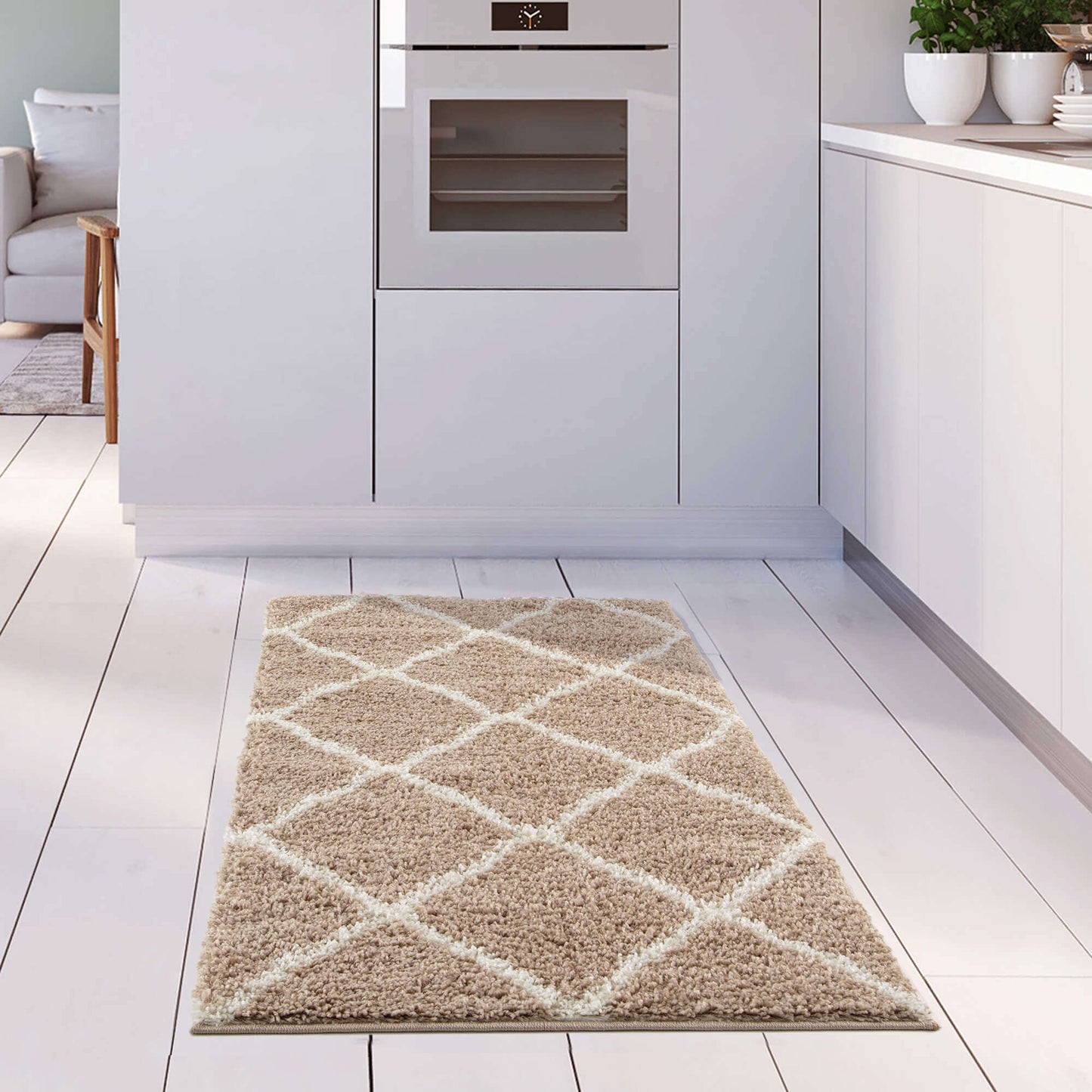 Moroccan Beige Shaggy Rug | 720 The Rugs