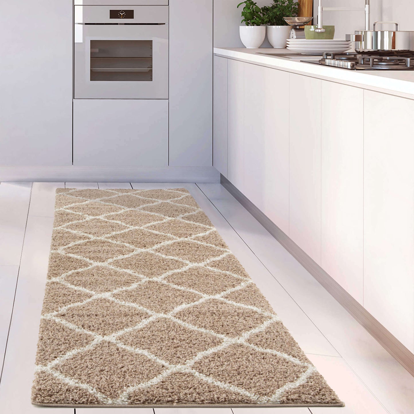 Moroccan Beige Shaggy Rug | 720 The Rugs