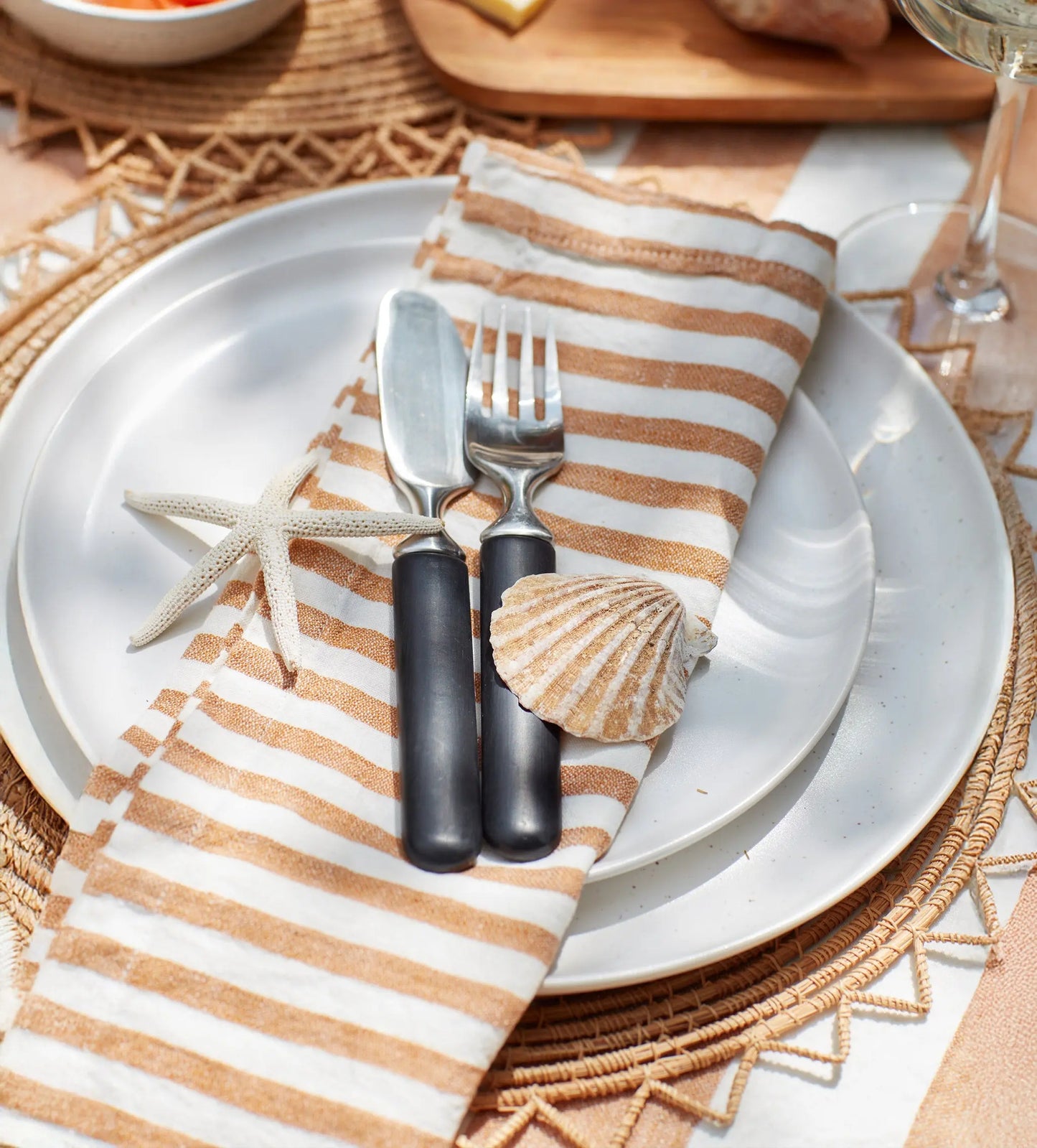 Amber Cora Mid Stripe 100% Linen Napkins The Secret Linen Store