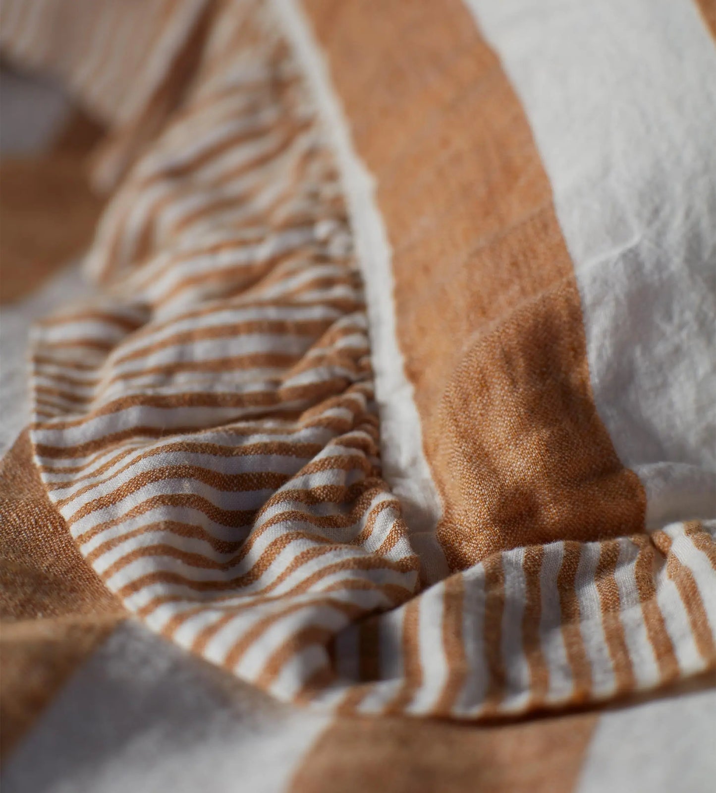 Amber Cora Wide Stripe 100% Linen Frill Edge Cushion Cover The Secret Linen Store
