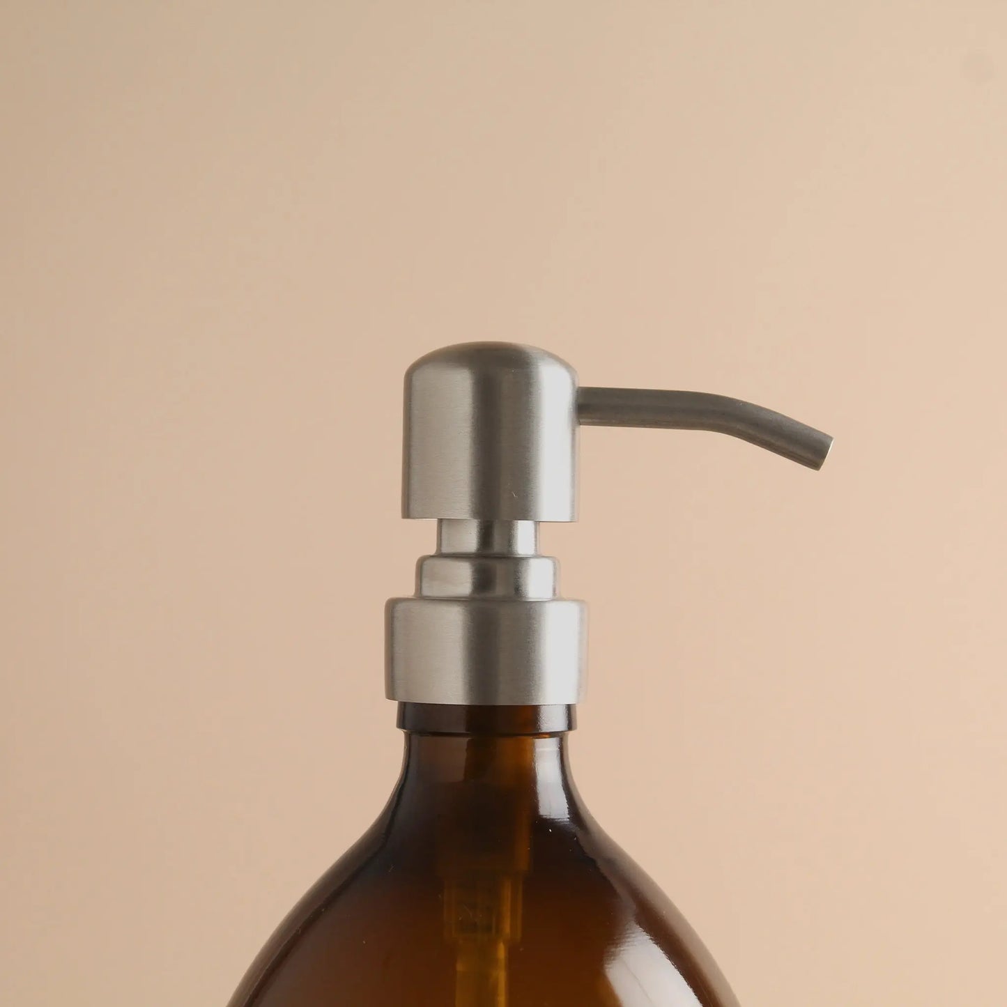 Amber Glass Dispenser Bottle With Silver Pump Namie Home