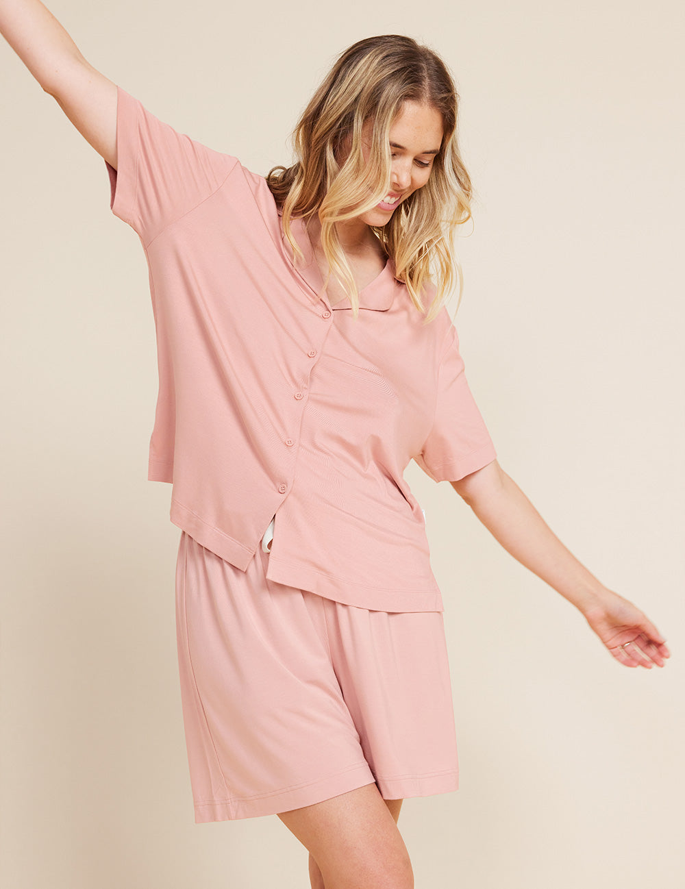 Dusty Pink Women's Goodnight Short Sleeve Sleep Shirt Boody