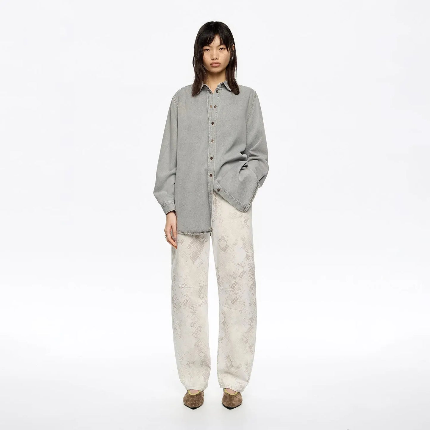 BARREL - Taupe Snake denim jeans Bimba y Lola UK