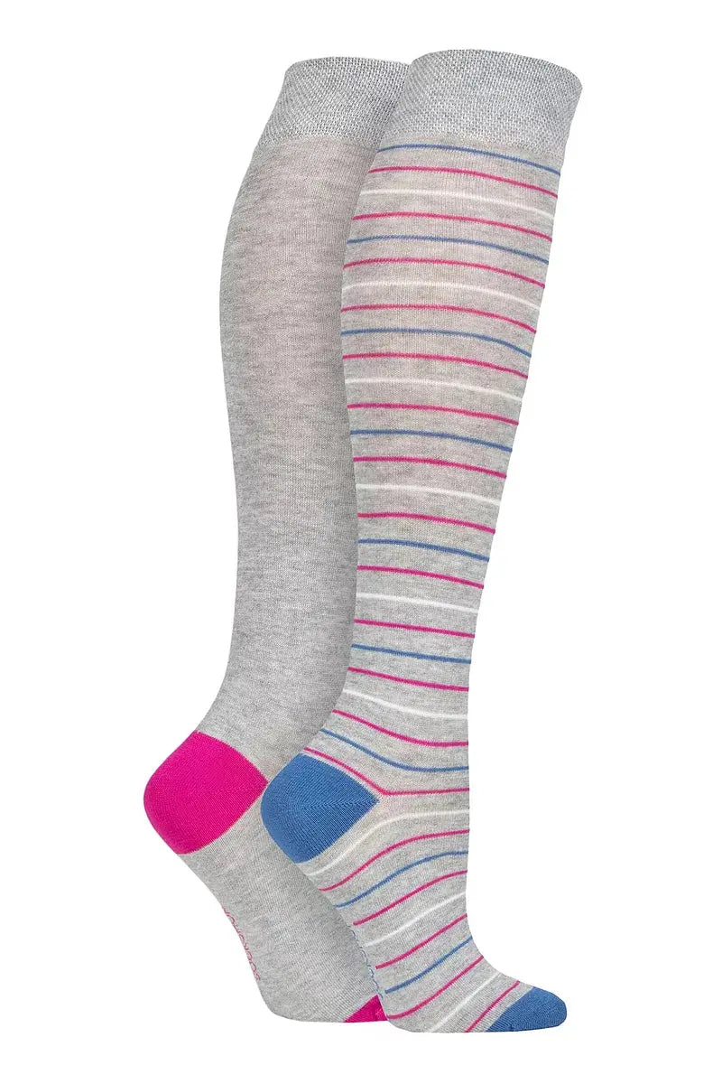 Bamboo Knee High Socks with Smooth Toe Seams Silver Glow LazyPanda