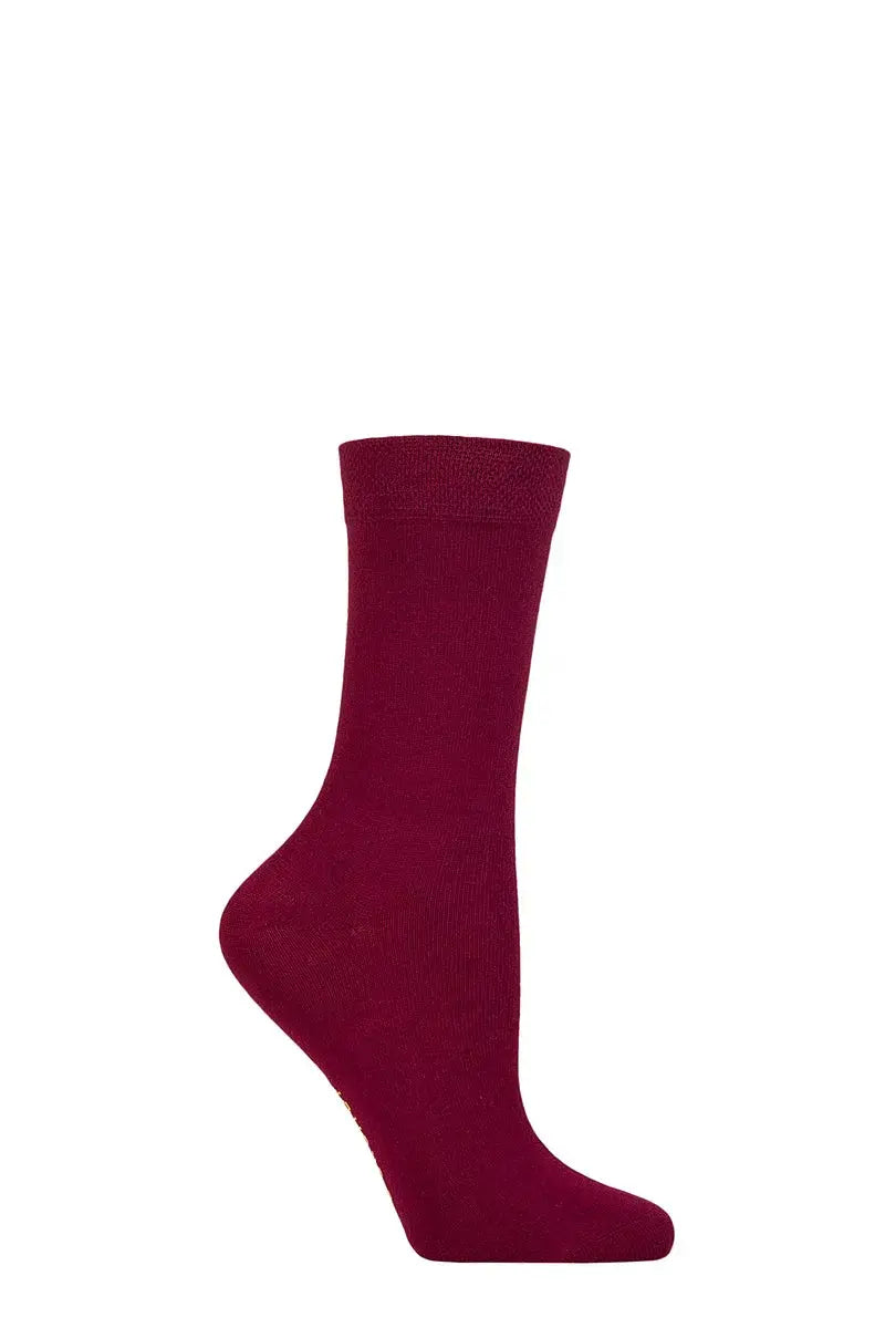 Bamboo Socks with Smooth Toe Seams Red Red Wine LazyPanda