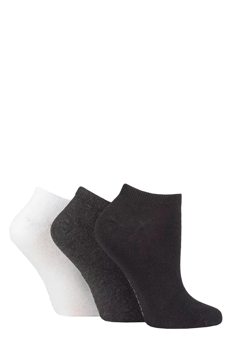 Bamboo Trainer Socks with Smooth Toe Seams Black Charcoal White LazyPanda