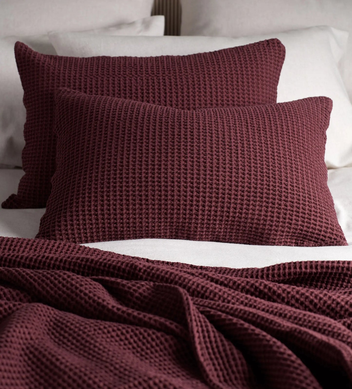 Beetroot Big Waffle 100% Cotton Throw The Secret Linen Store