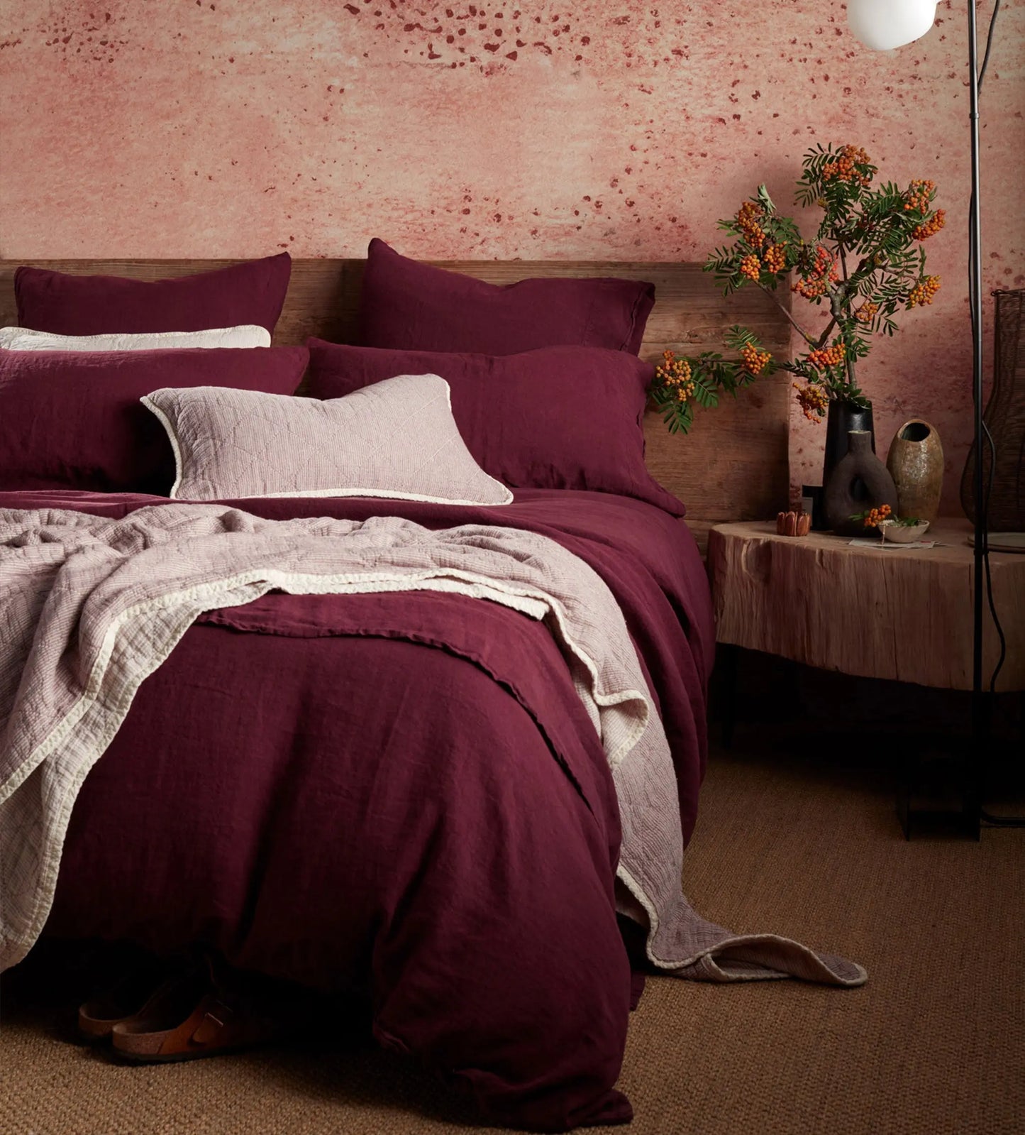 Beetroot Lenny 100% Cotton Quilted Throw The Secret Linen Store