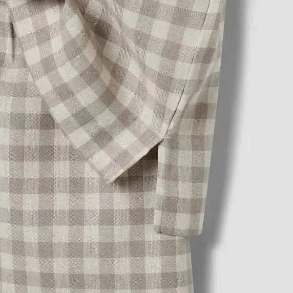 Botanical Green Gingham Linen Blend Women's Pyjama Short Set Piglet