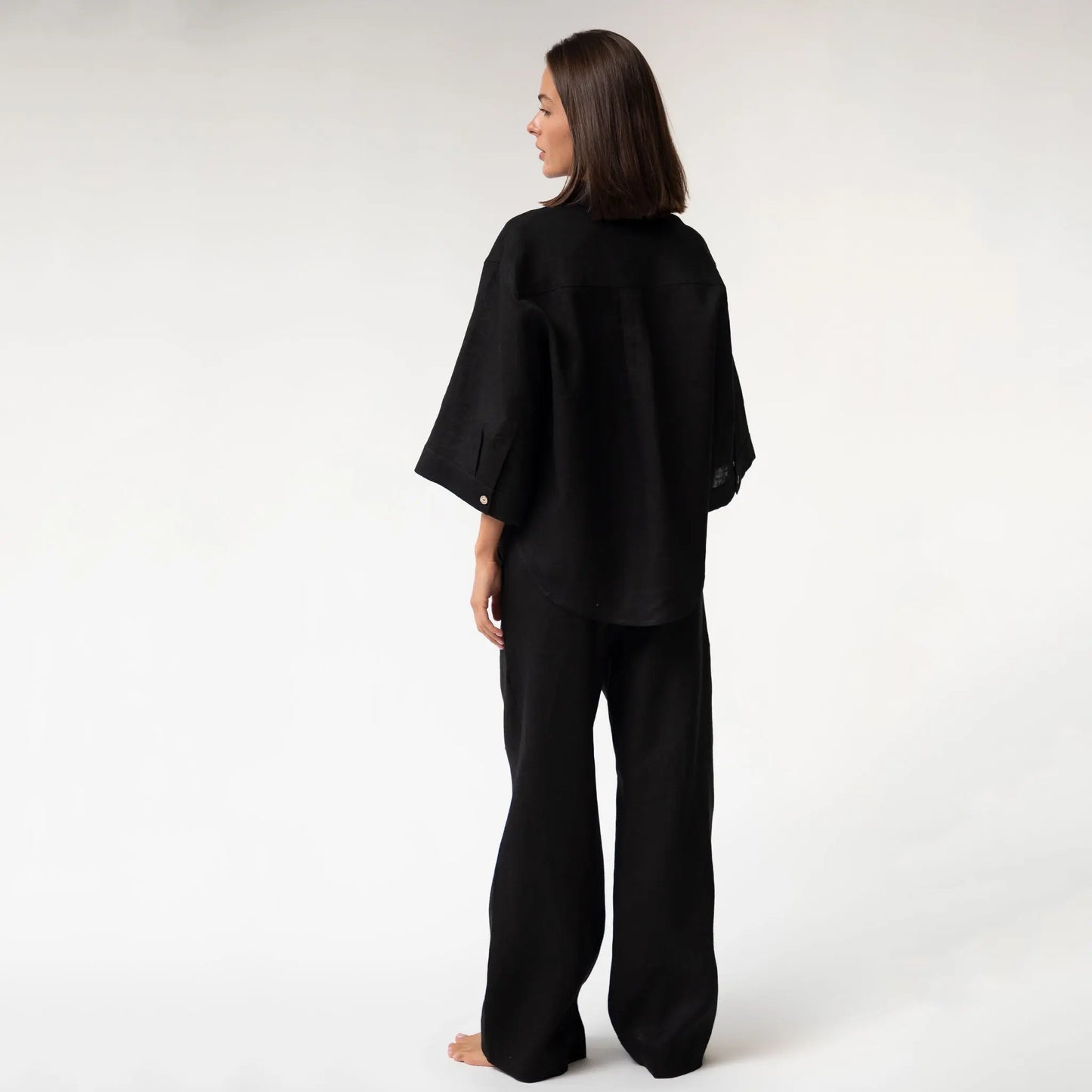 Black Heavy Linen Shirt Perfect Days NOKAYA