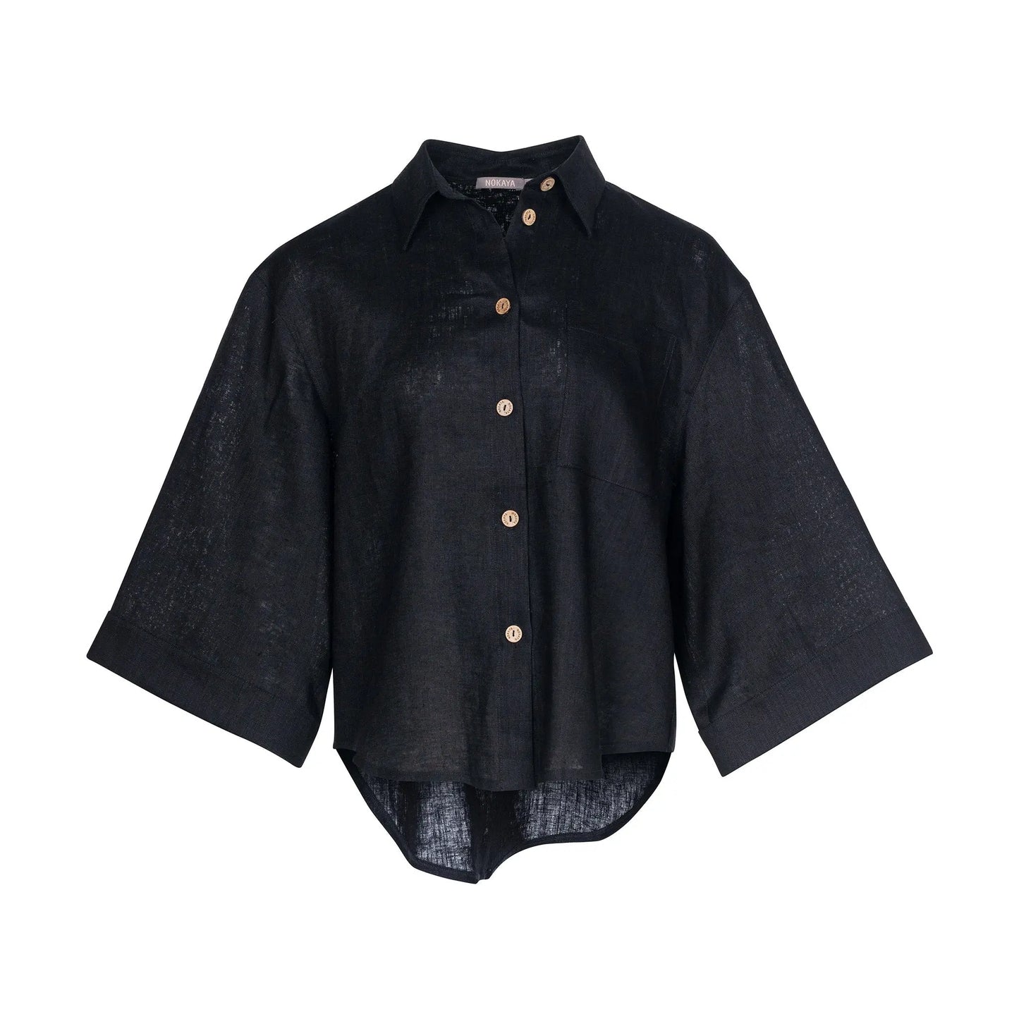 Black Heavy Linen Shirt Perfect Days NOKAYA