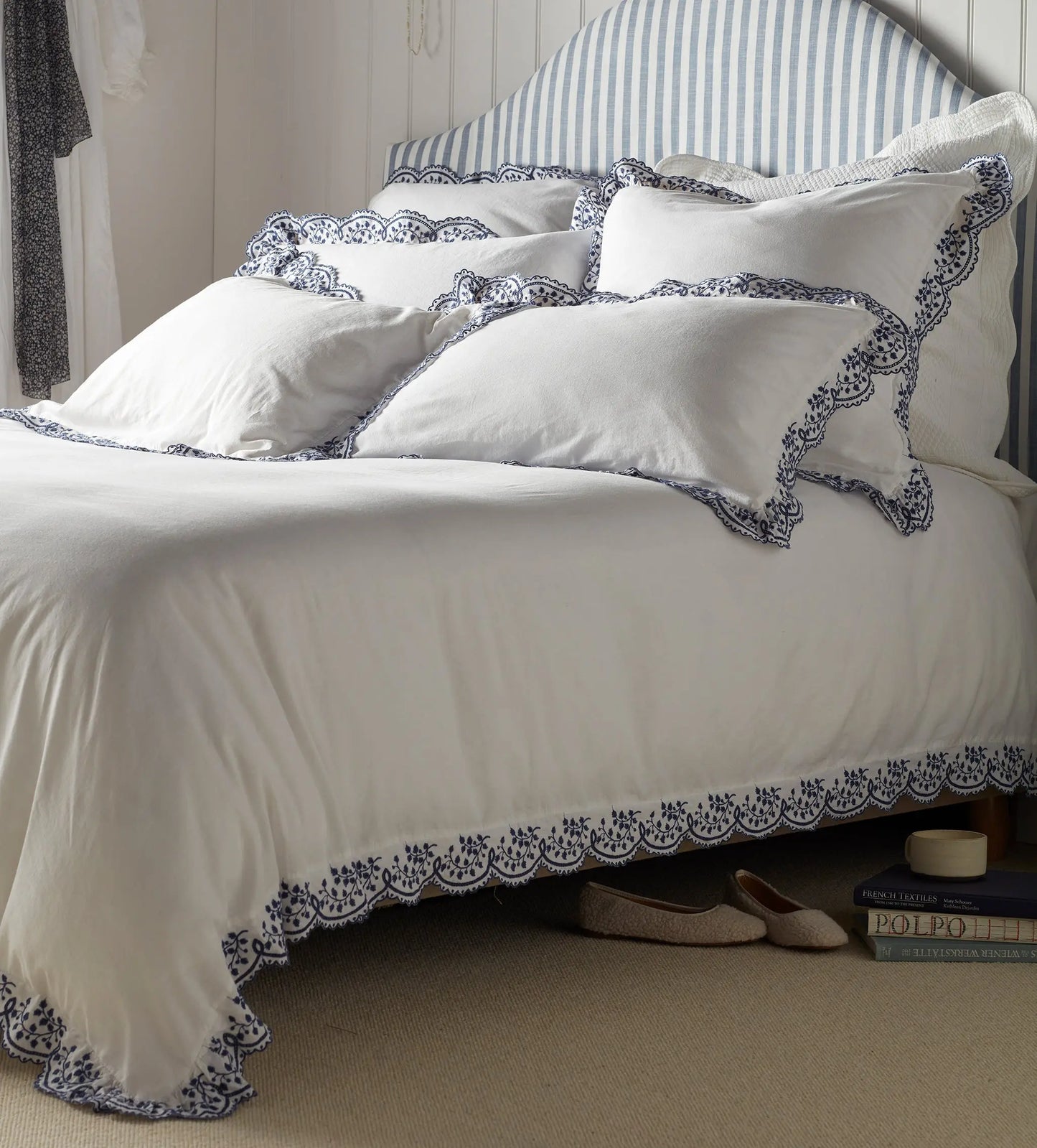 Blue Elsie Cotton Linen Duvet Cover The Secret Linen Store