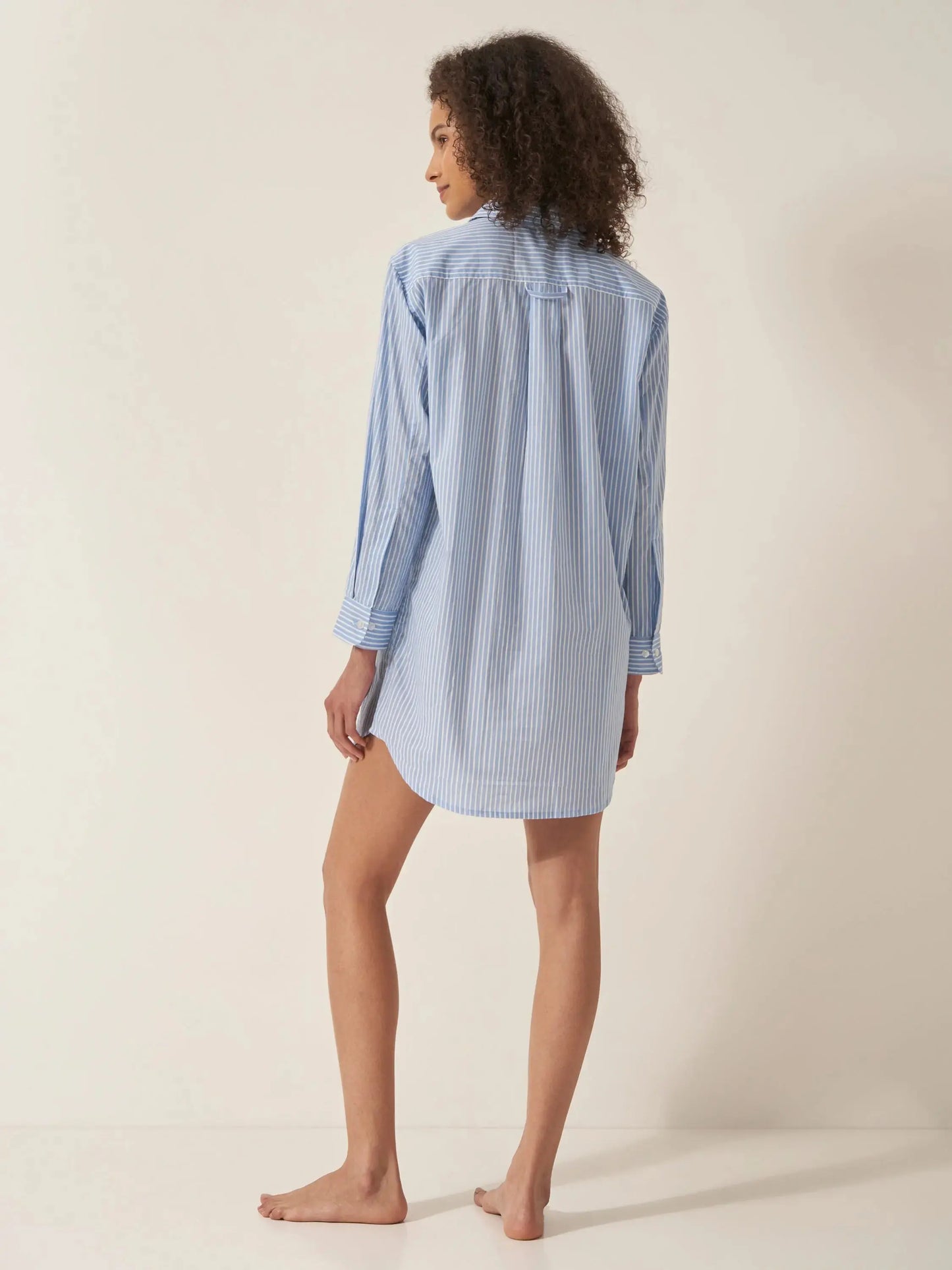 Blue & White Stripe Women's Organic Cotton Nightshirt Myza