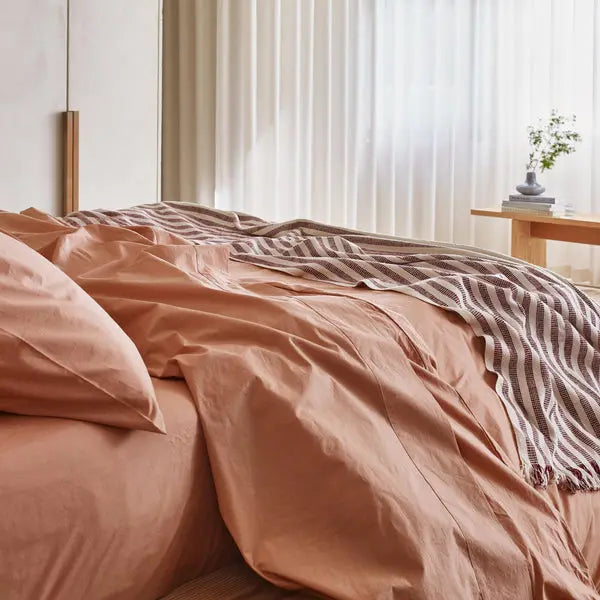 Blush Pink Washed Cotton Percale Duvet Cover Piglet