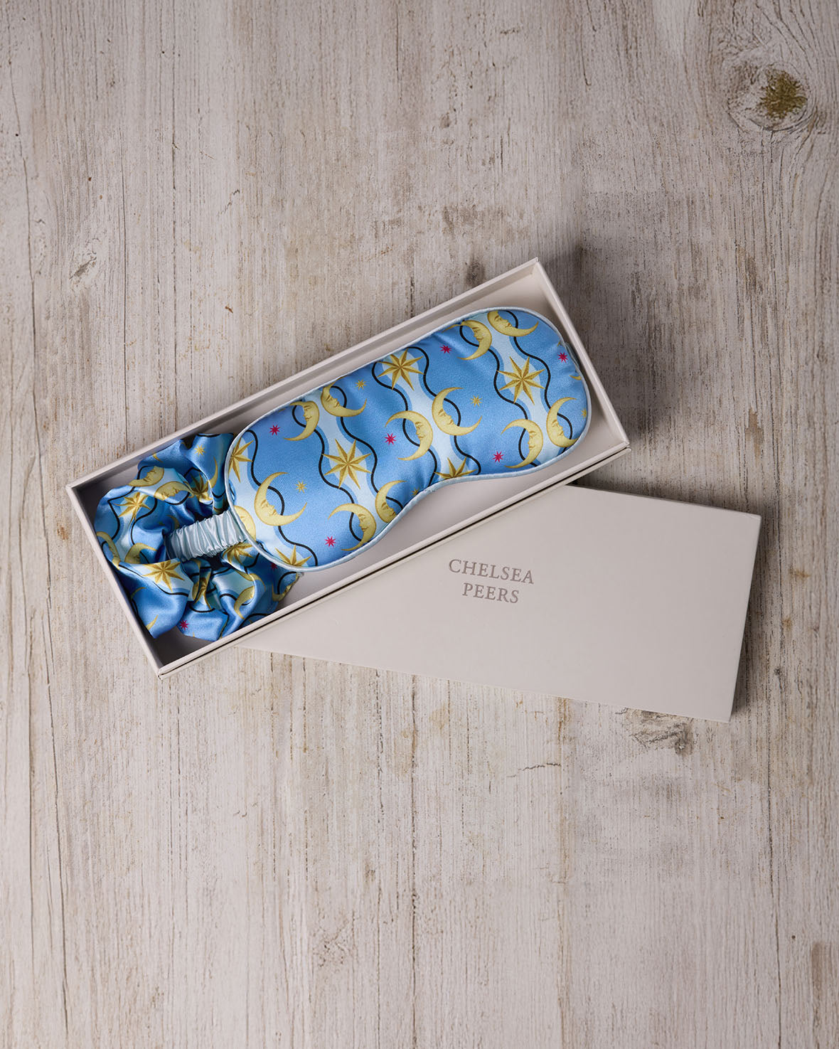 Satin Tiled Moon Print Sleep Mask & Scrunchie Gift Set Chelsea Peers