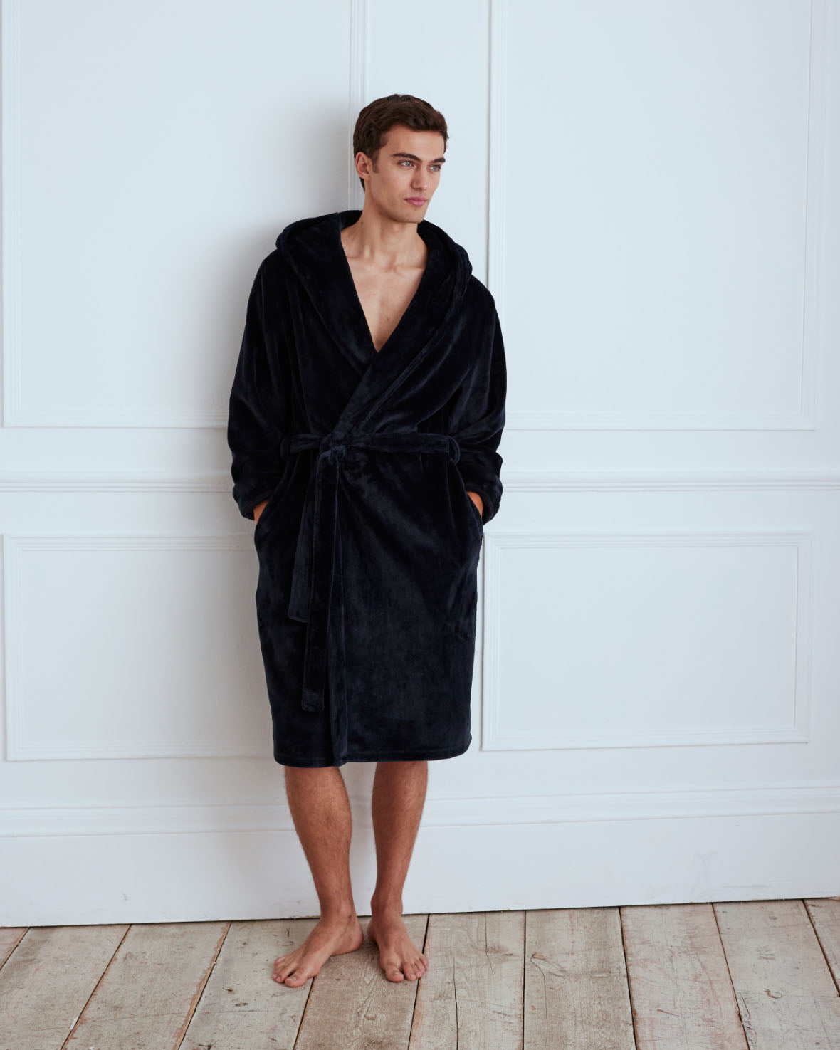Fleece Dressing Gown - Navy Chelsea Peers