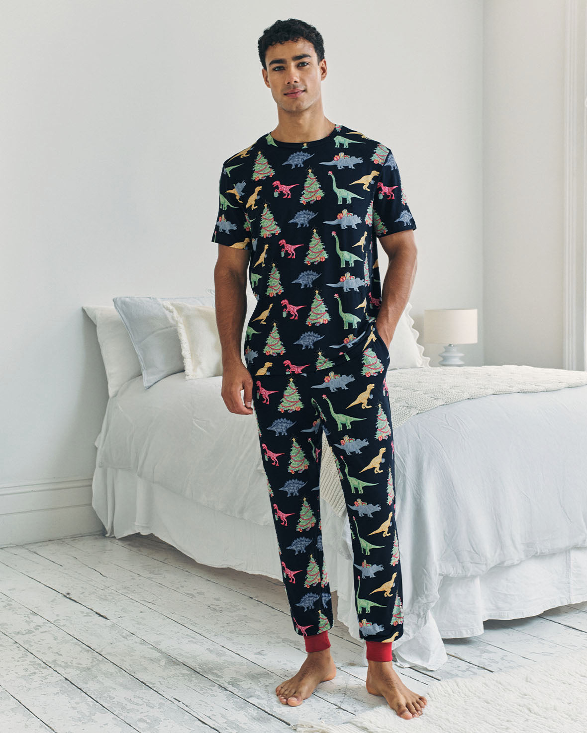 Christmas Dinosaur Mens Pyjama Trouser Set Chelsea Peers