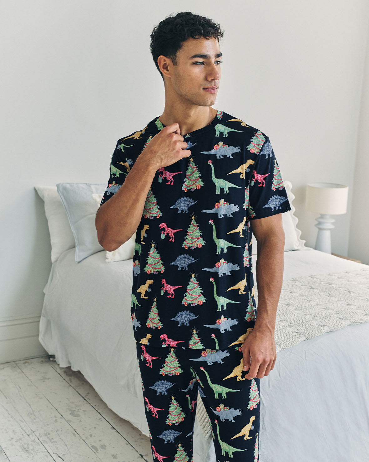 Christmas Dinosaur Mens Pyjama Trouser Set Chelsea Peers