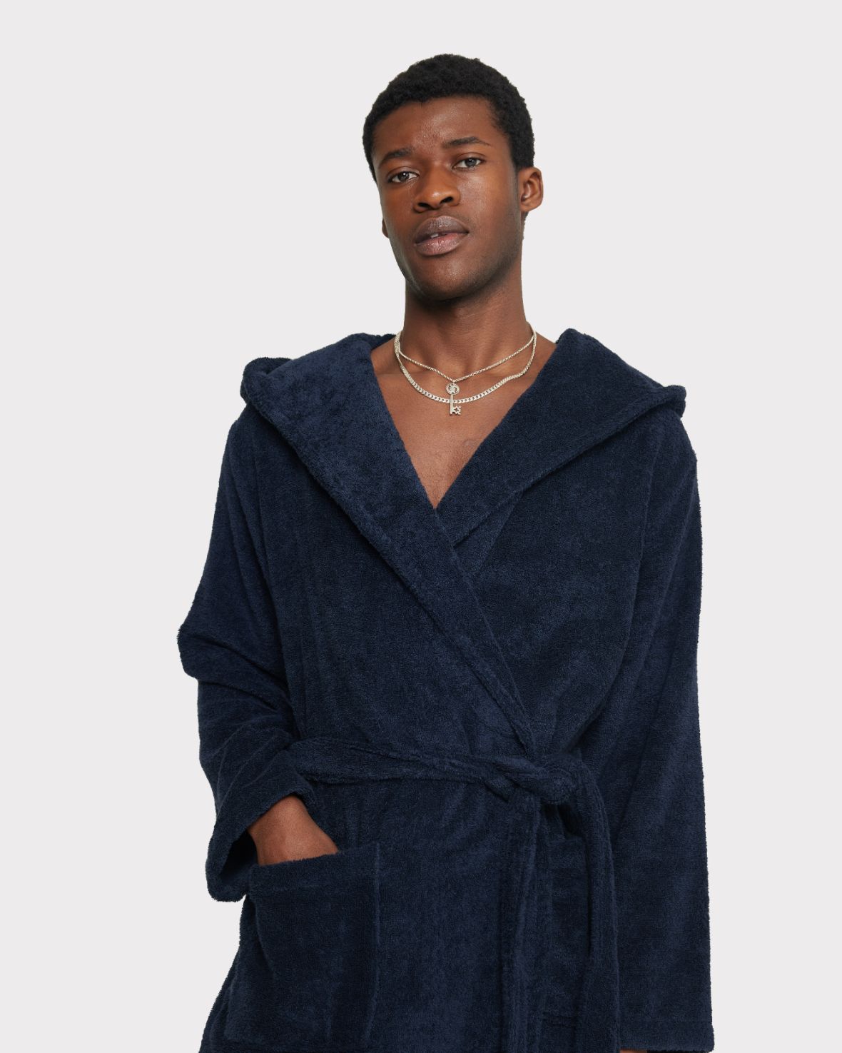Cotton Towelling Dressing Gown - Navy Chelsea Peers