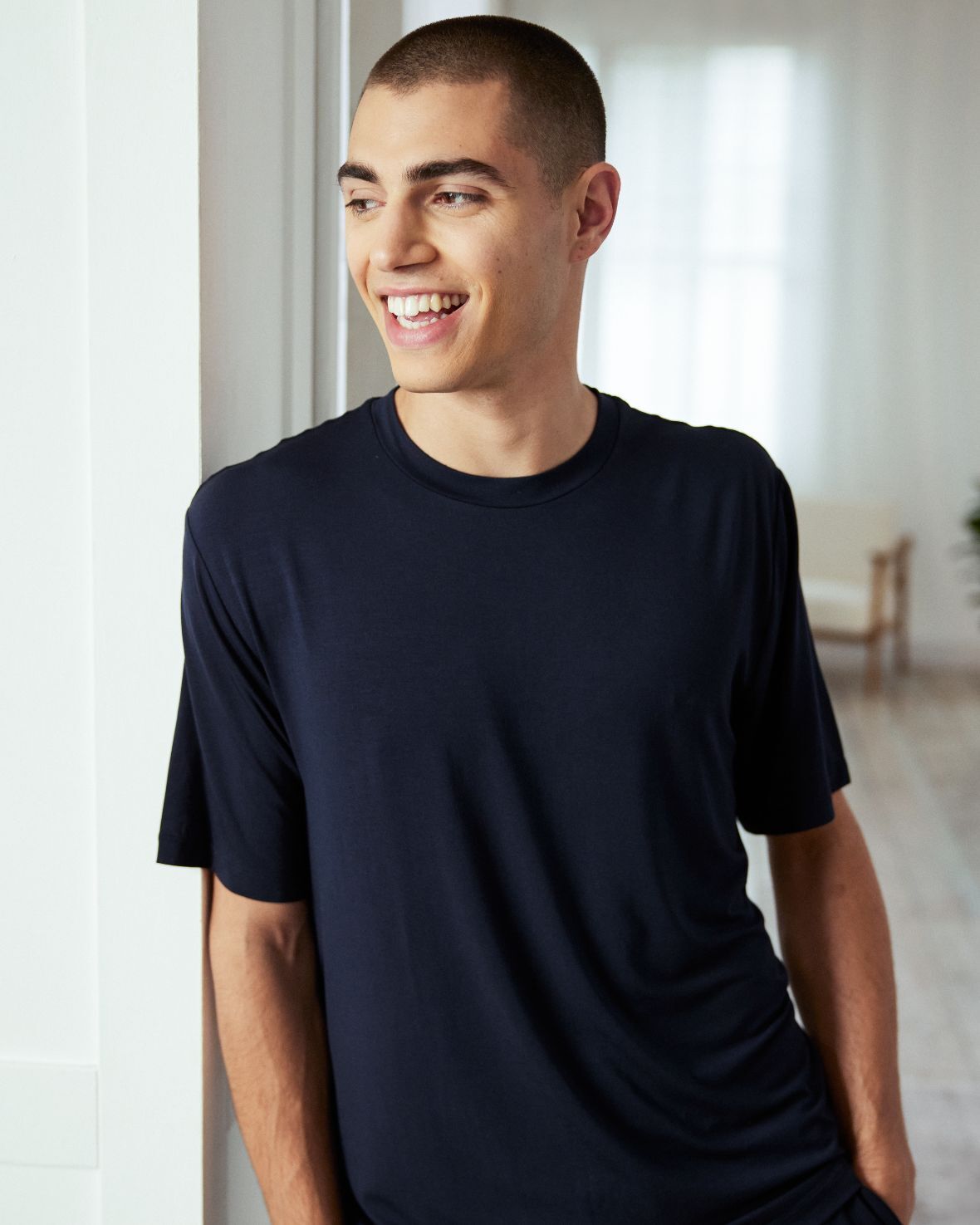 TENCEL™ Modal Short Crew Neck Mens Pyjama Set - Navy Chelsea Peers