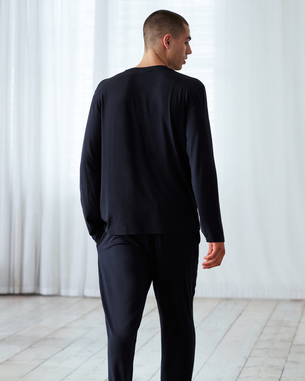 TENCEL™ Modal Long Crew Neck Pyjama Set - Navy Chelsea Peers