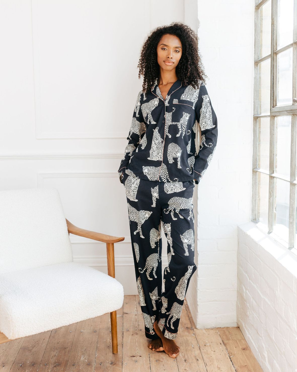 Organic Cotton Leopard Print Long Pyjama Set Chelsea Peers