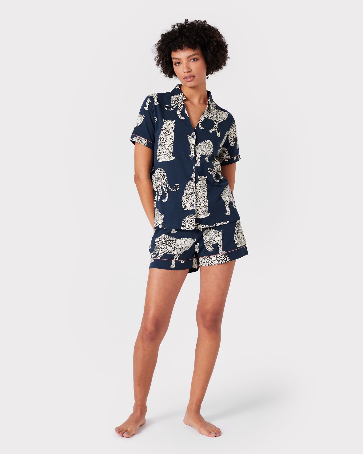 Organic Cotton Leopard Print Short Pyjama Set Chelsea Peers