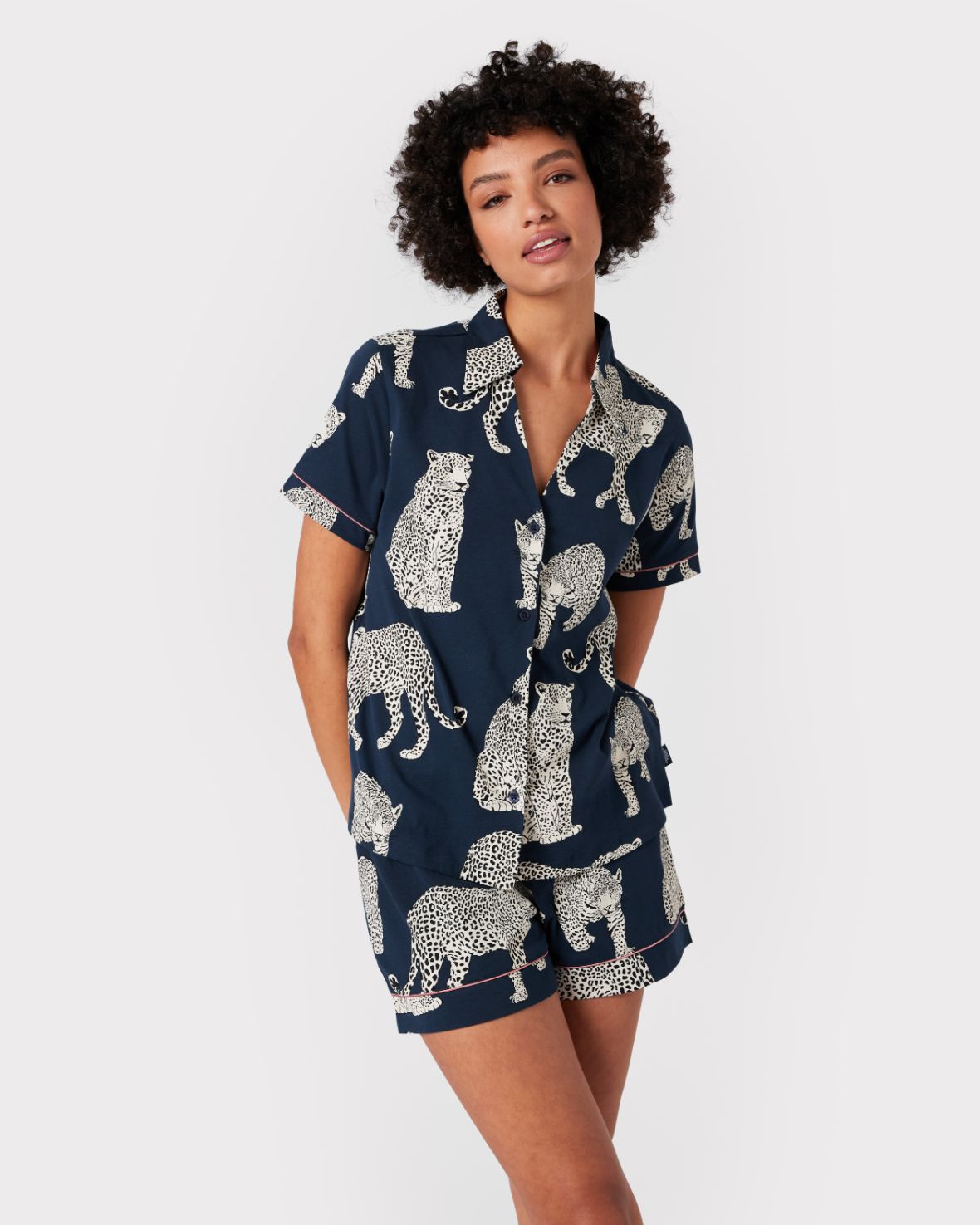 Organic Cotton Leopard Print Short Pyjama Set Chelsea Peers