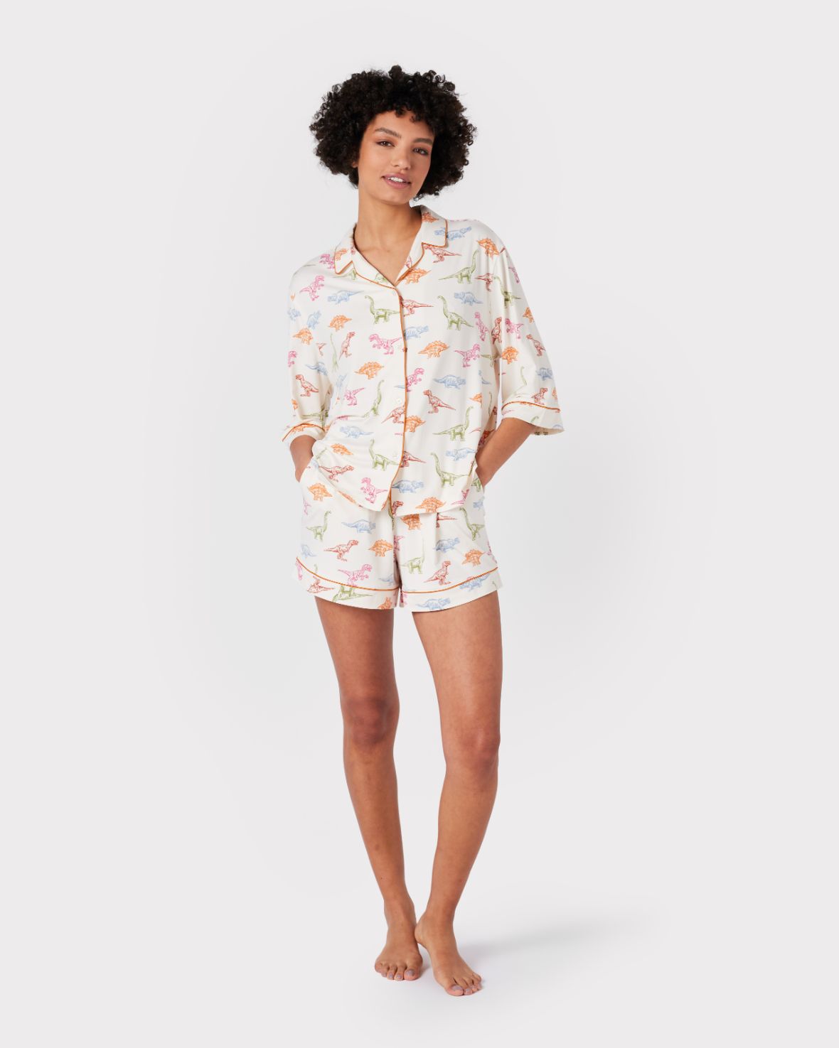 Dinosaur Print Women's Pyjama Short Set Chelsea Peers