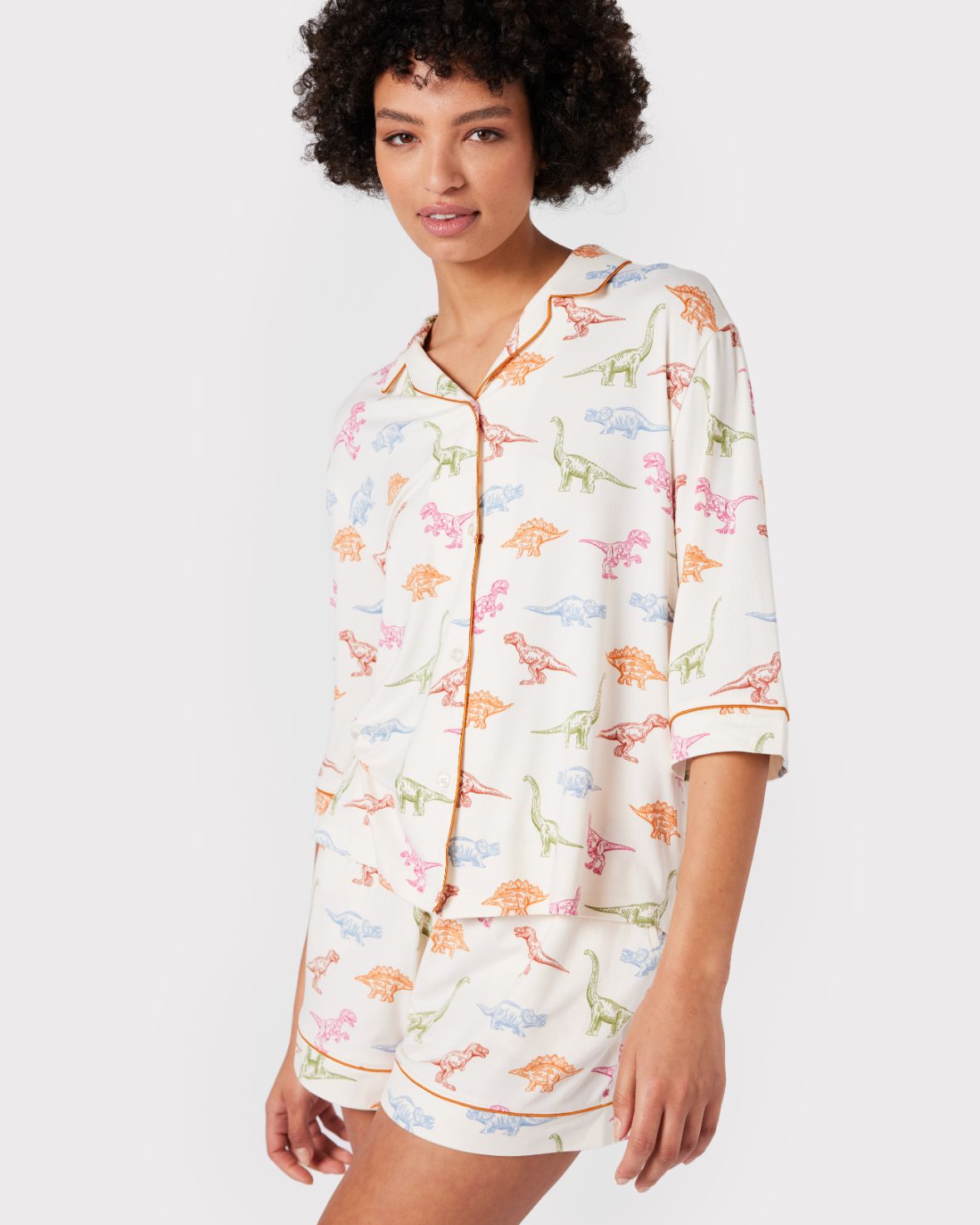 Dinosaur Print Women's Pyjama Short Set Chelsea Peers