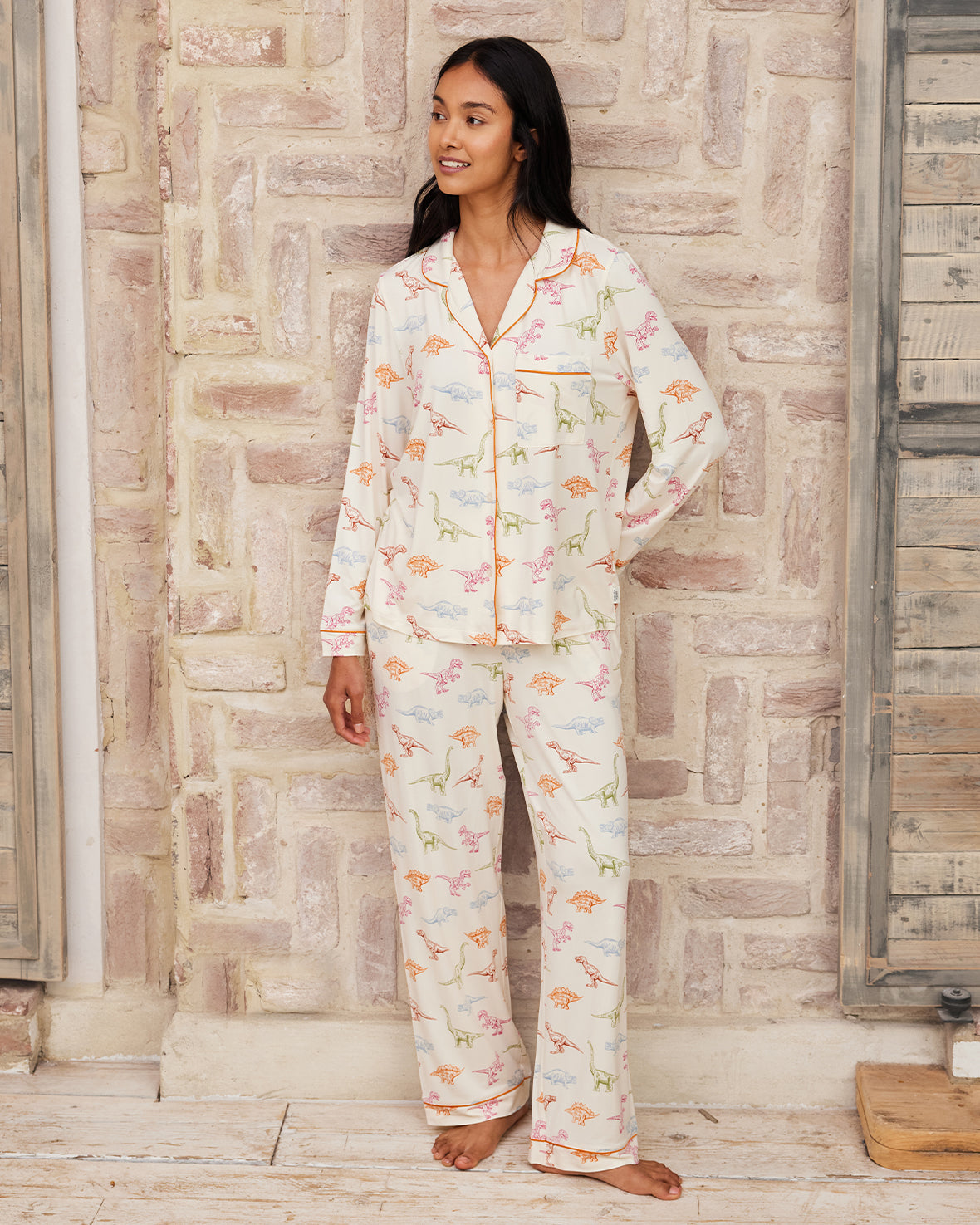 Petite Dinosaur Print Long Pyjama Set Chelsea Peers