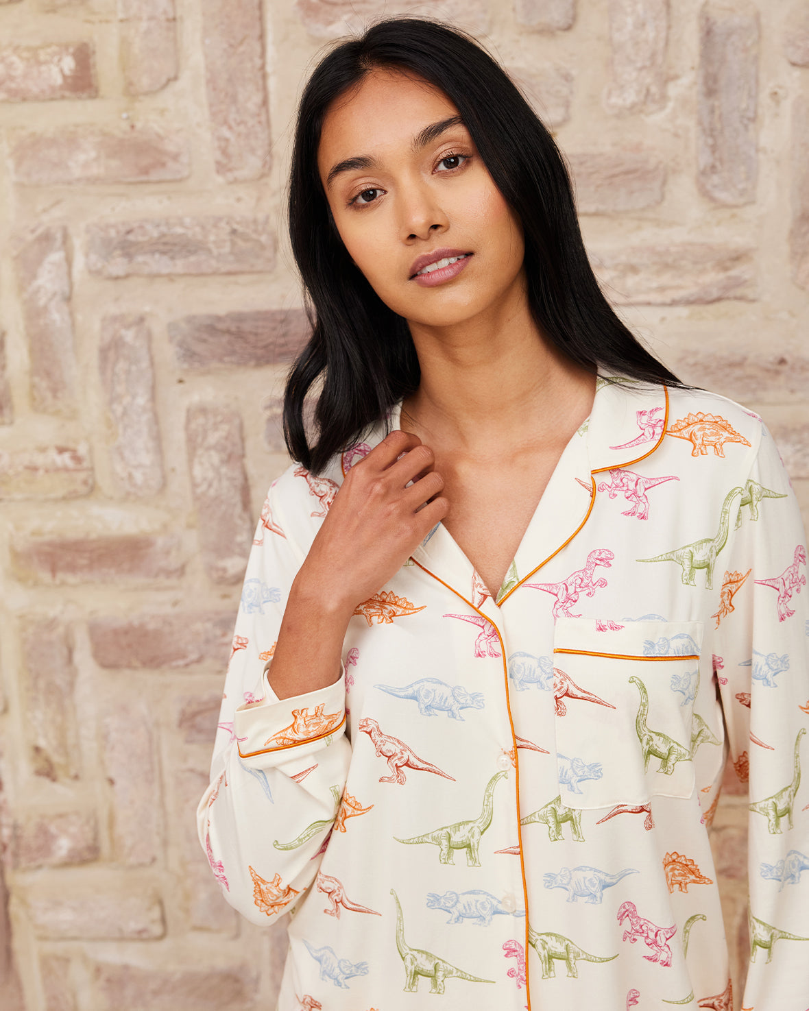 Petite Dinosaur Print Long Pyjama Set Chelsea Peers