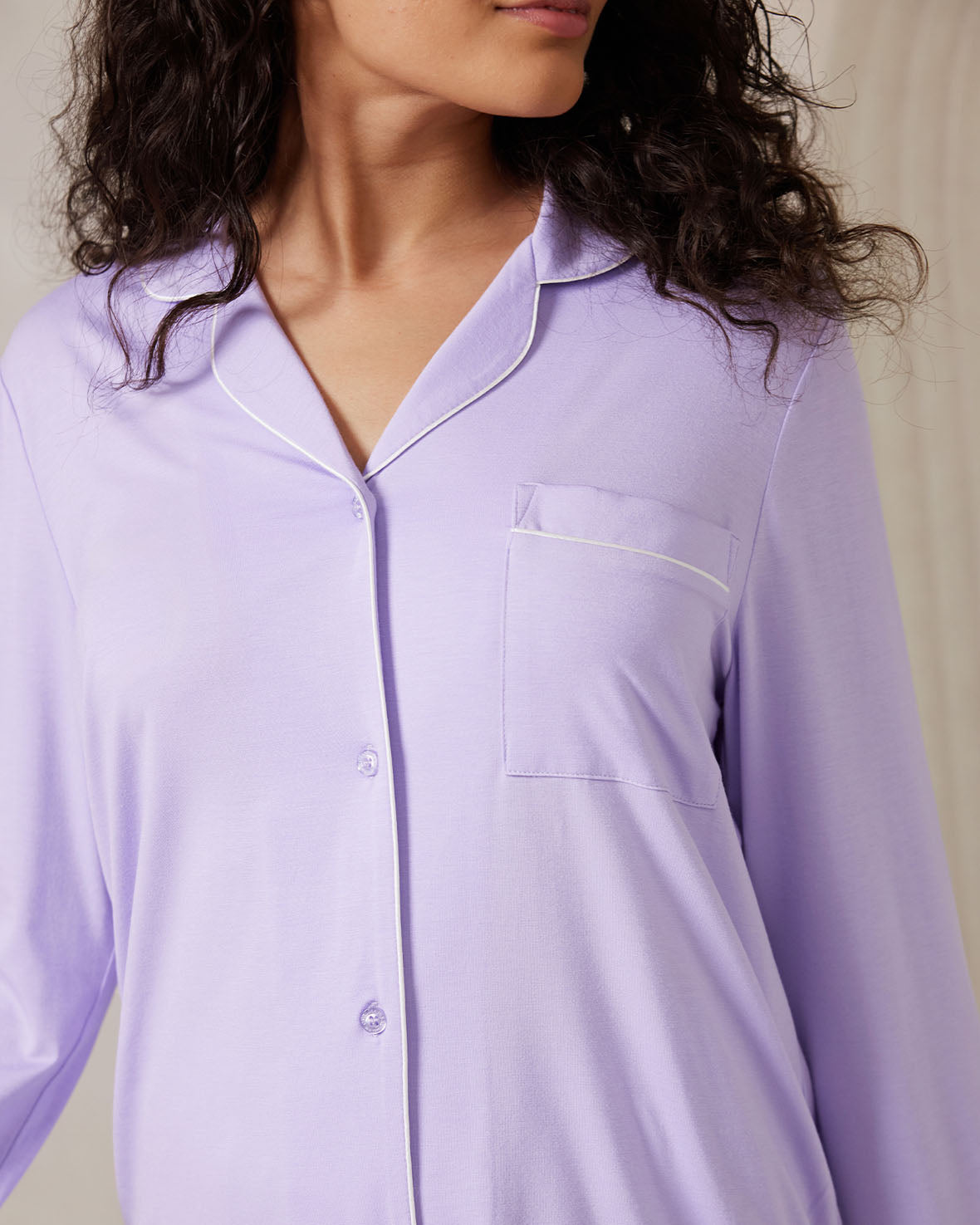 TENCEL™ Modal Long Button Up Pyjama Set - Lavender Chelsea Peers