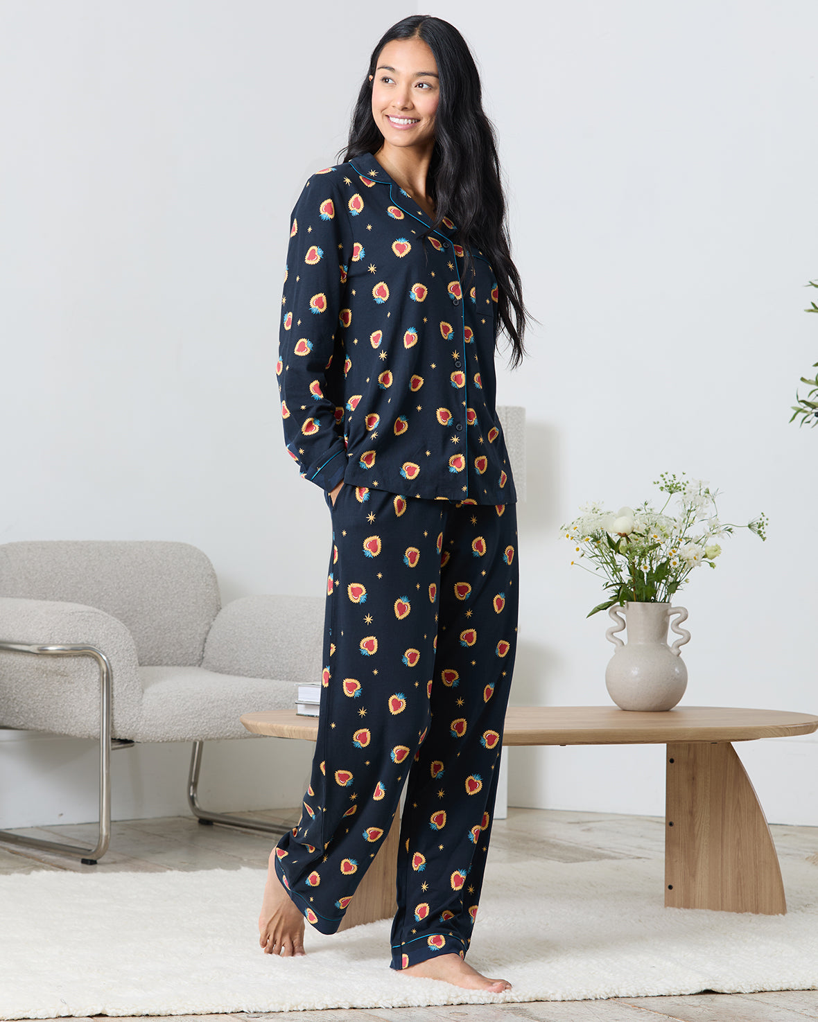 Organic Cotton Enchanted Heart Print Long Pyjama Set Chelsea Peers