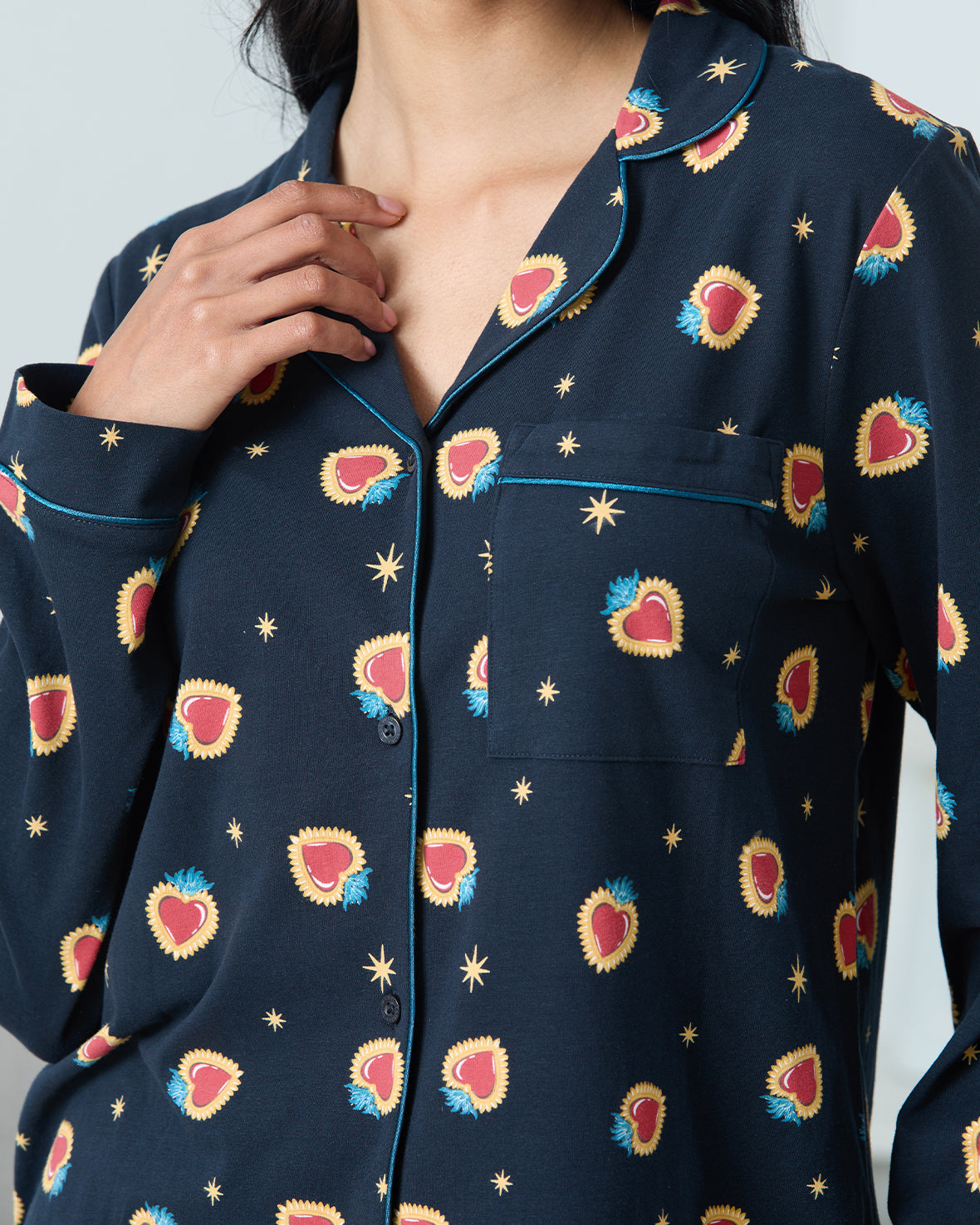 Organic Cotton Enchanted Heart Print Long Pyjama Set Chelsea Peers