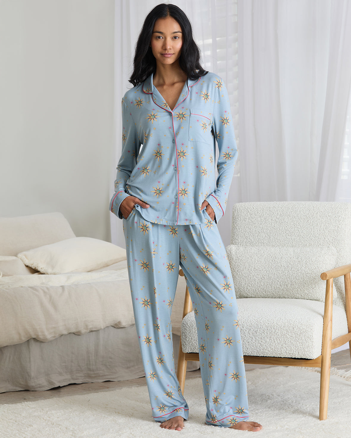 Tencel™ Modal Twinkling Sky Button Up Long Pyjama Set Chelsea Peers