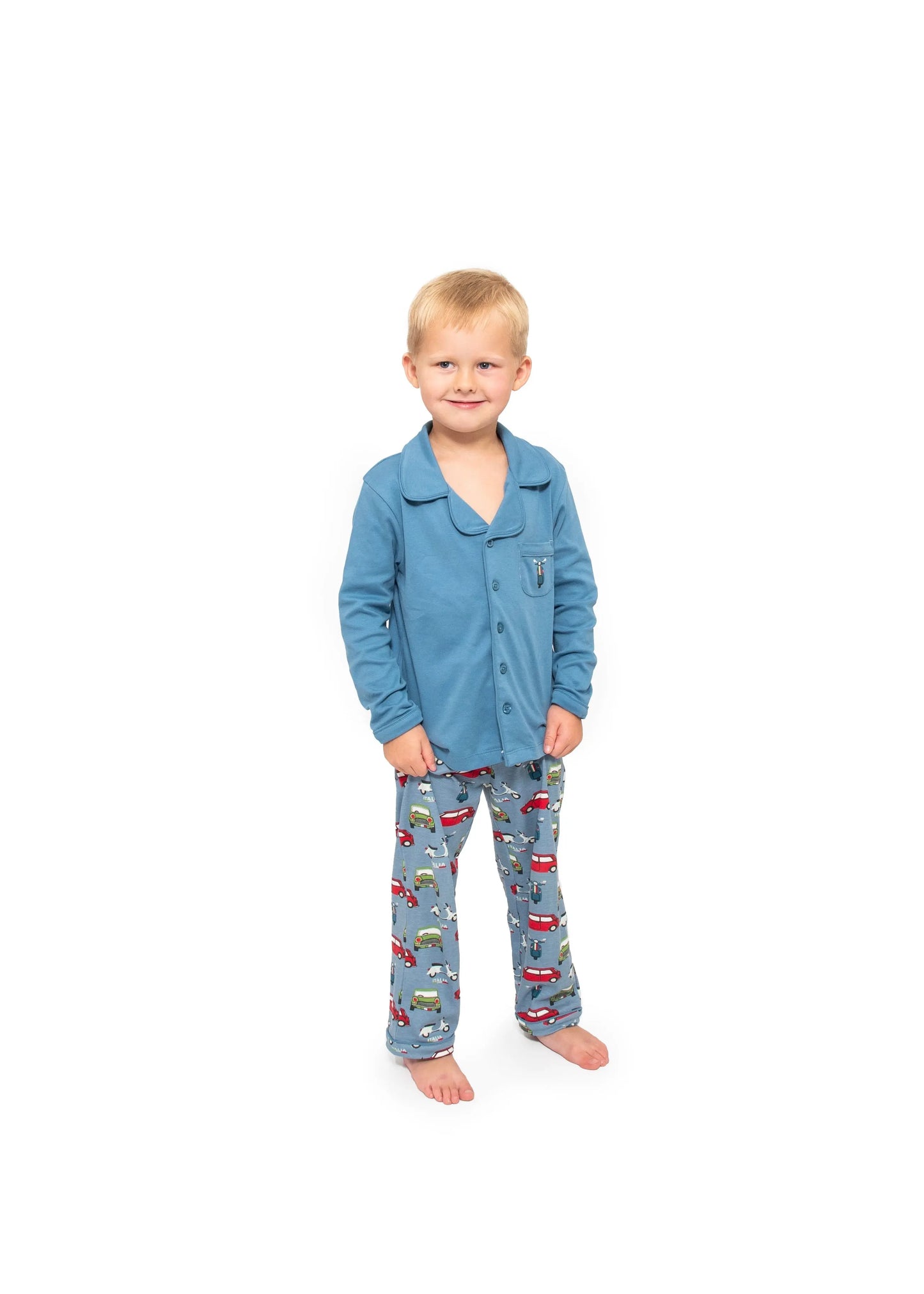 Car Boys Button Up Pyjamas Luca and Rosa