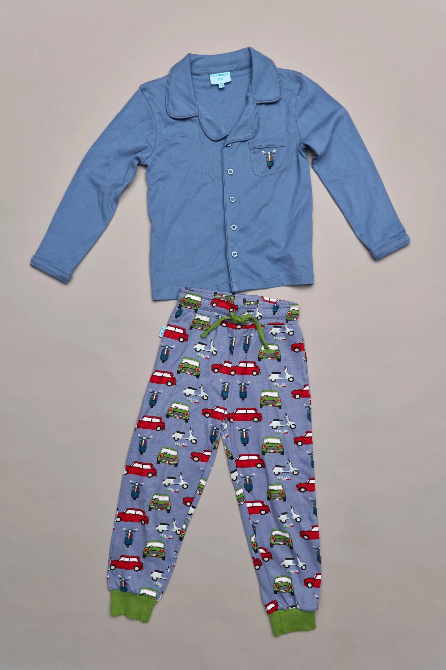 Car Boys Button Up Pyjamas Luca and Rosa