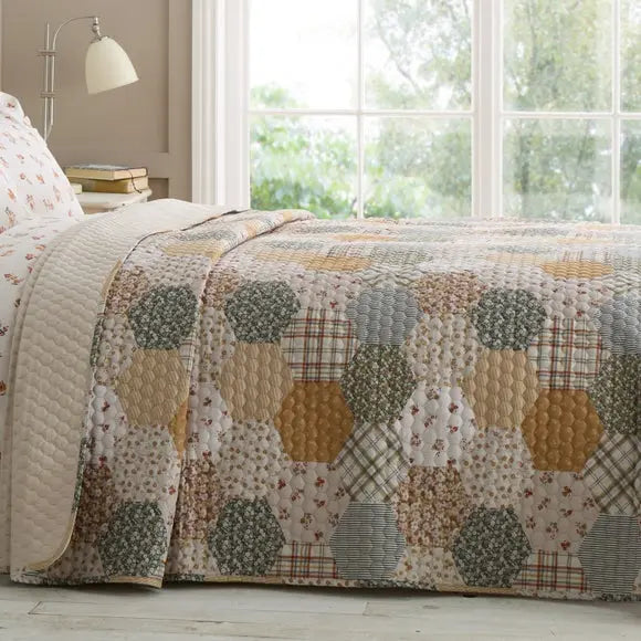 Catherine Lansfield Floral Patchwork Bedspread Dunelm