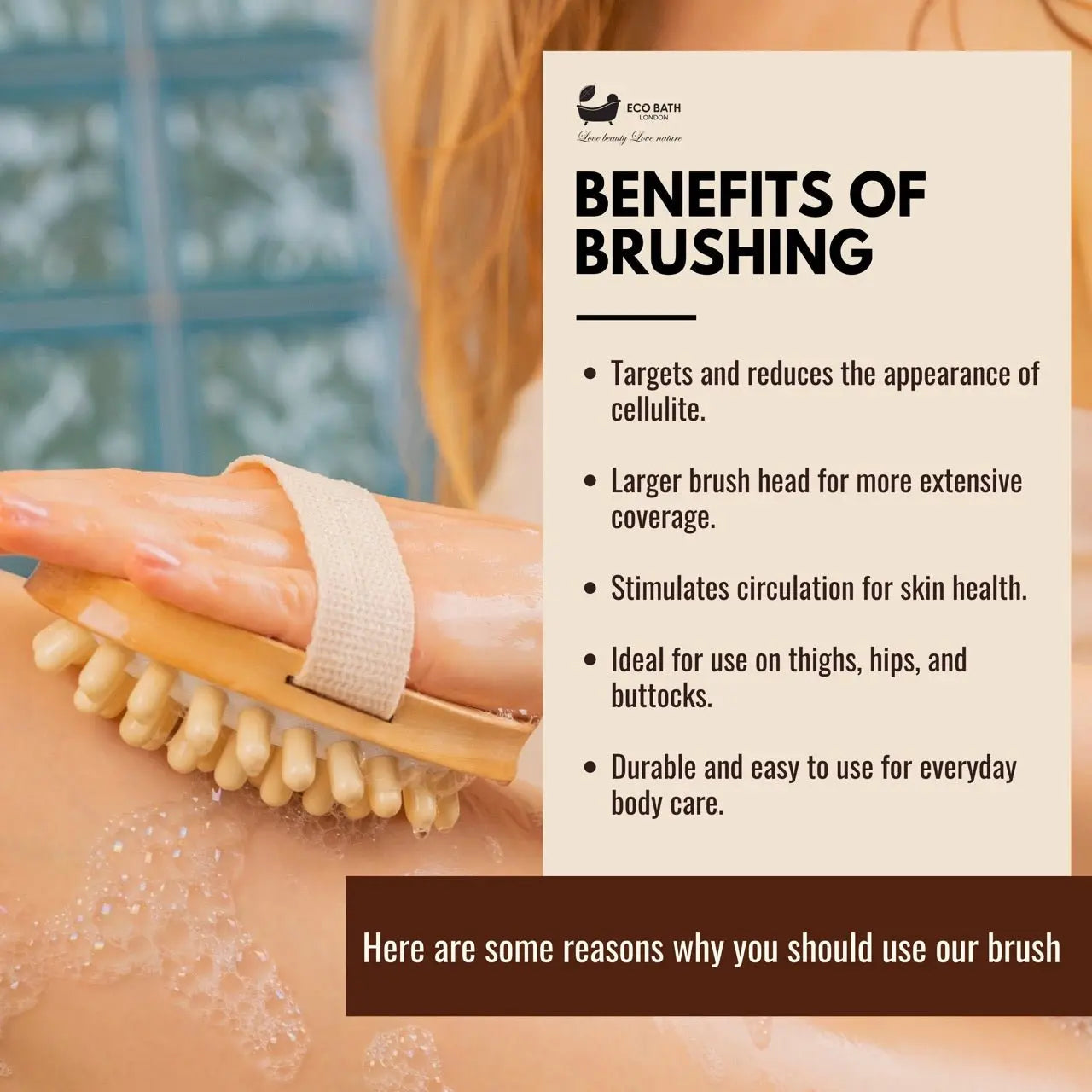 Cellulite Hand Brush - Effective Cellulite Remover and Massager for Smooth, Toned Skin Eco Bath London